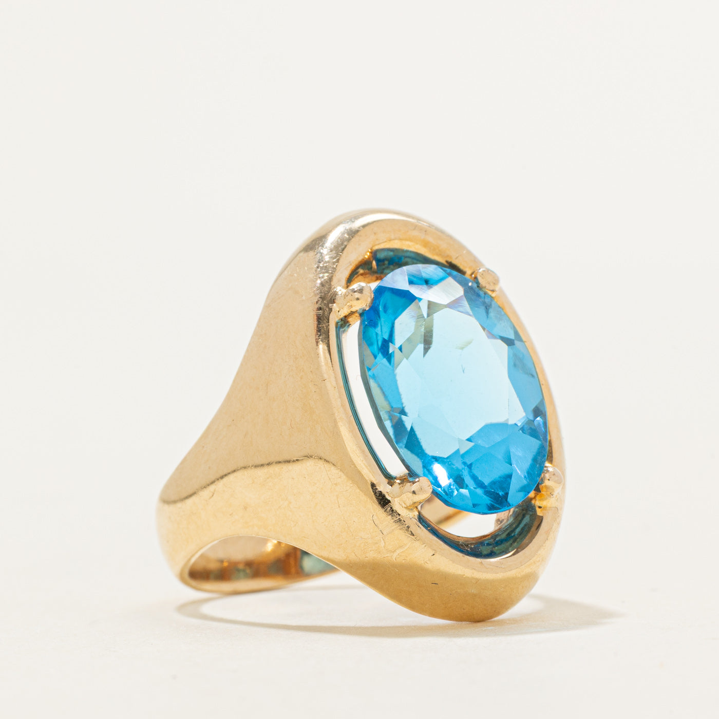 Oval Cut Blue Topaz Chunky Cocktail Ring | 7.60ct | SZ 5.75
