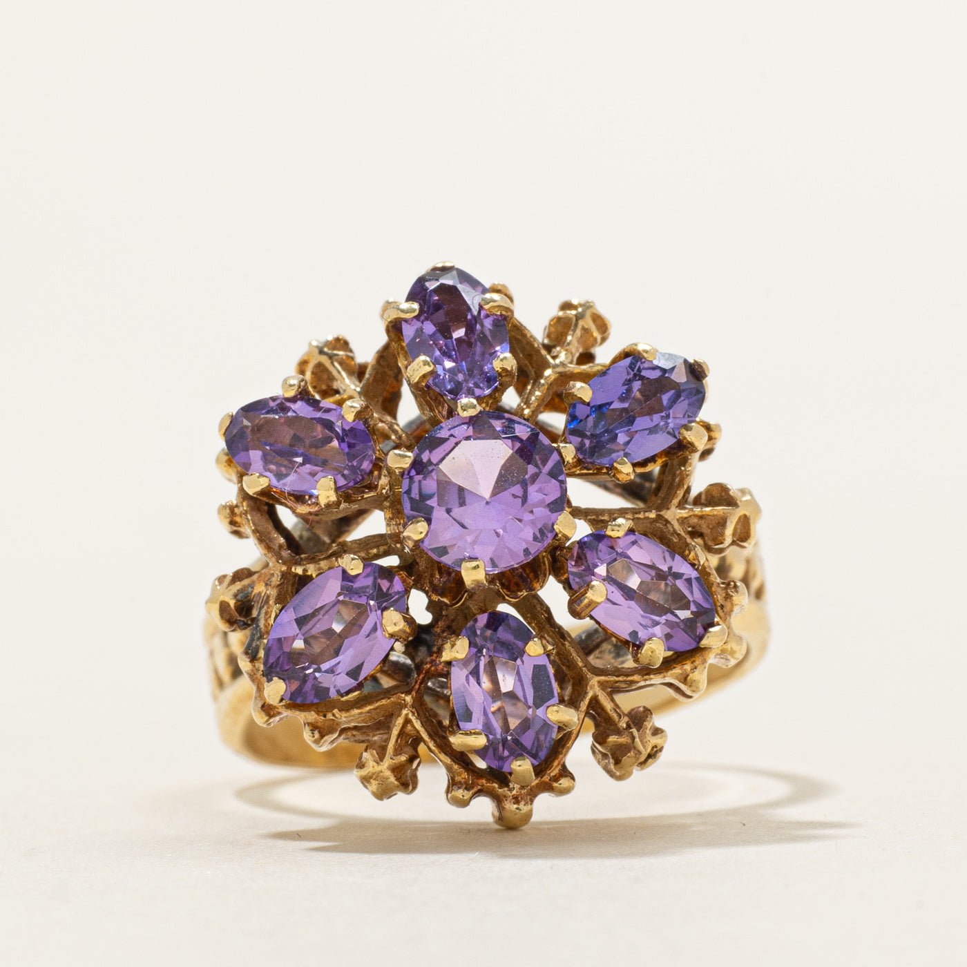 Bague cocktail ornée d'un motif floral en saphir synthétique | 2,15 ct | Taille 5,75