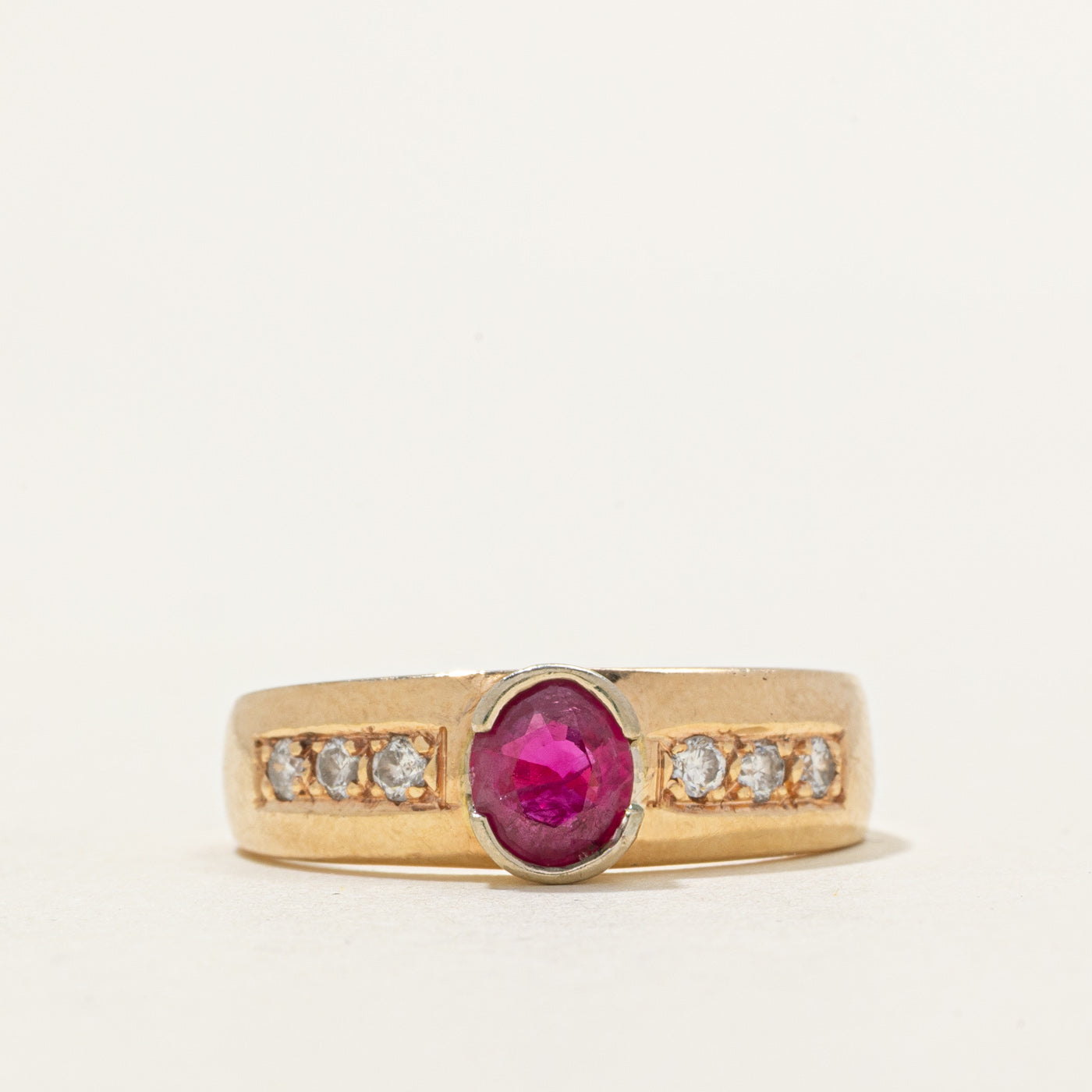 Semi Bezel Ruby & Diamond Ring | 0.80ct, 0.18ctw | SZ 7.5