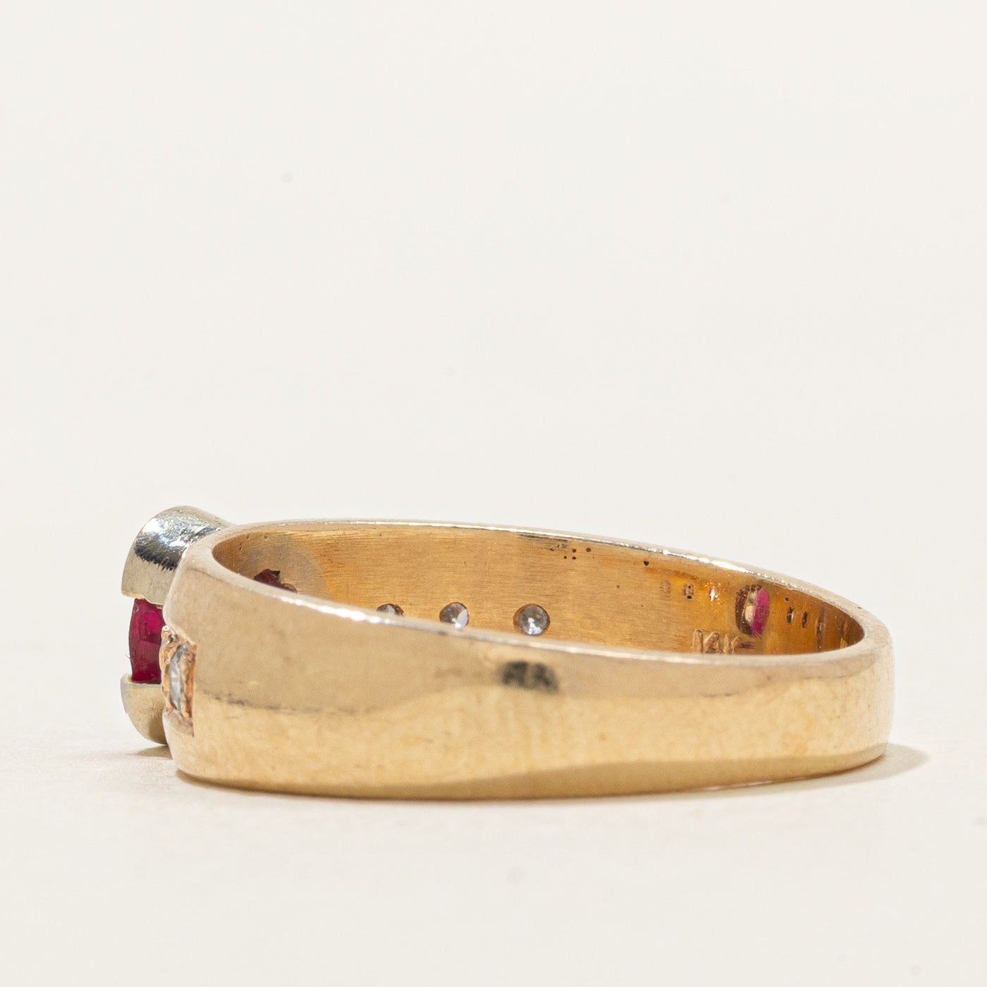 Semi Bezel Ruby & Diamond Ring | 0.80ct, 0.18ctw | SZ 7.5