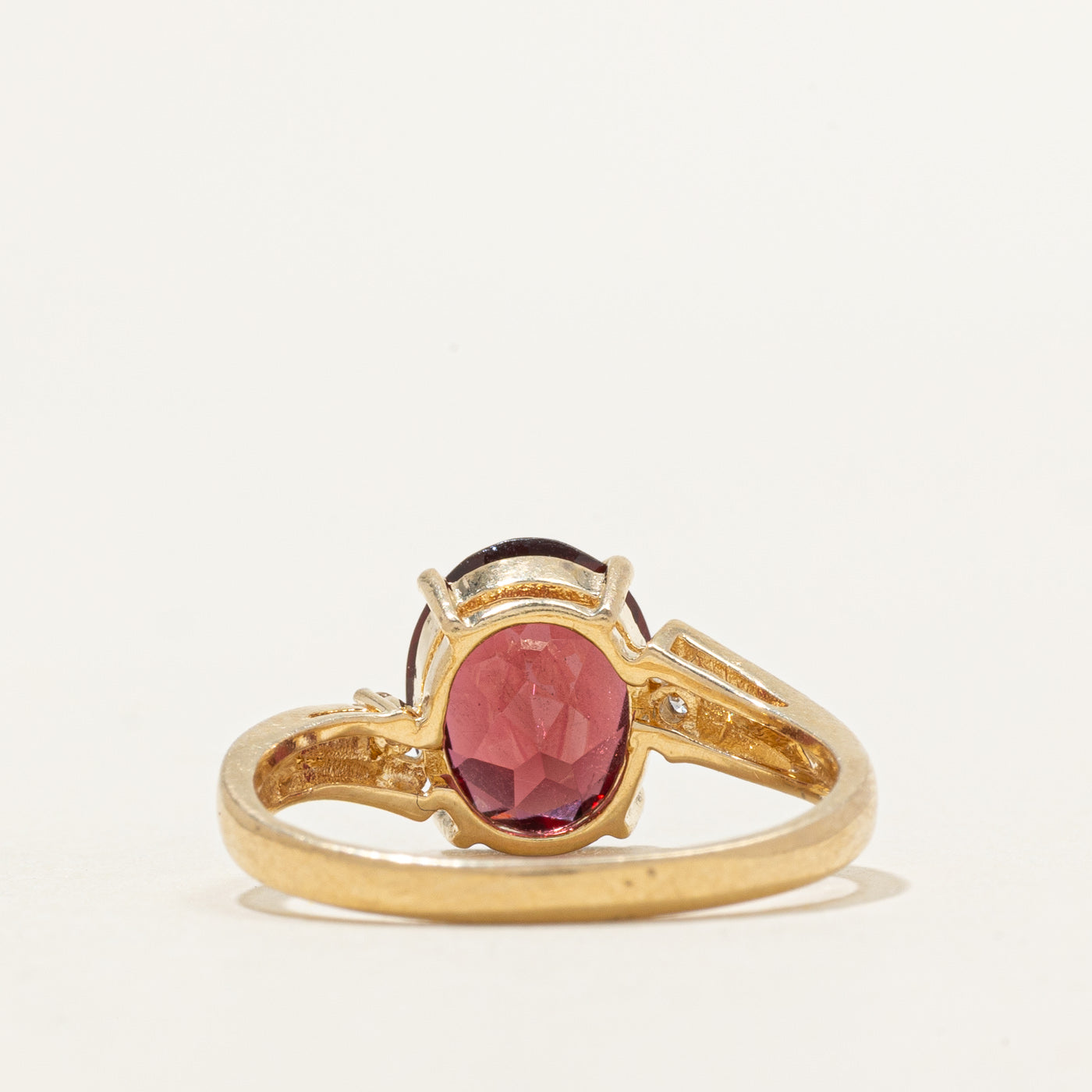 Oval Cut Garnet & Diamond Bypass Ring | 3.24ct, 0.02ctw | SZ 7.25