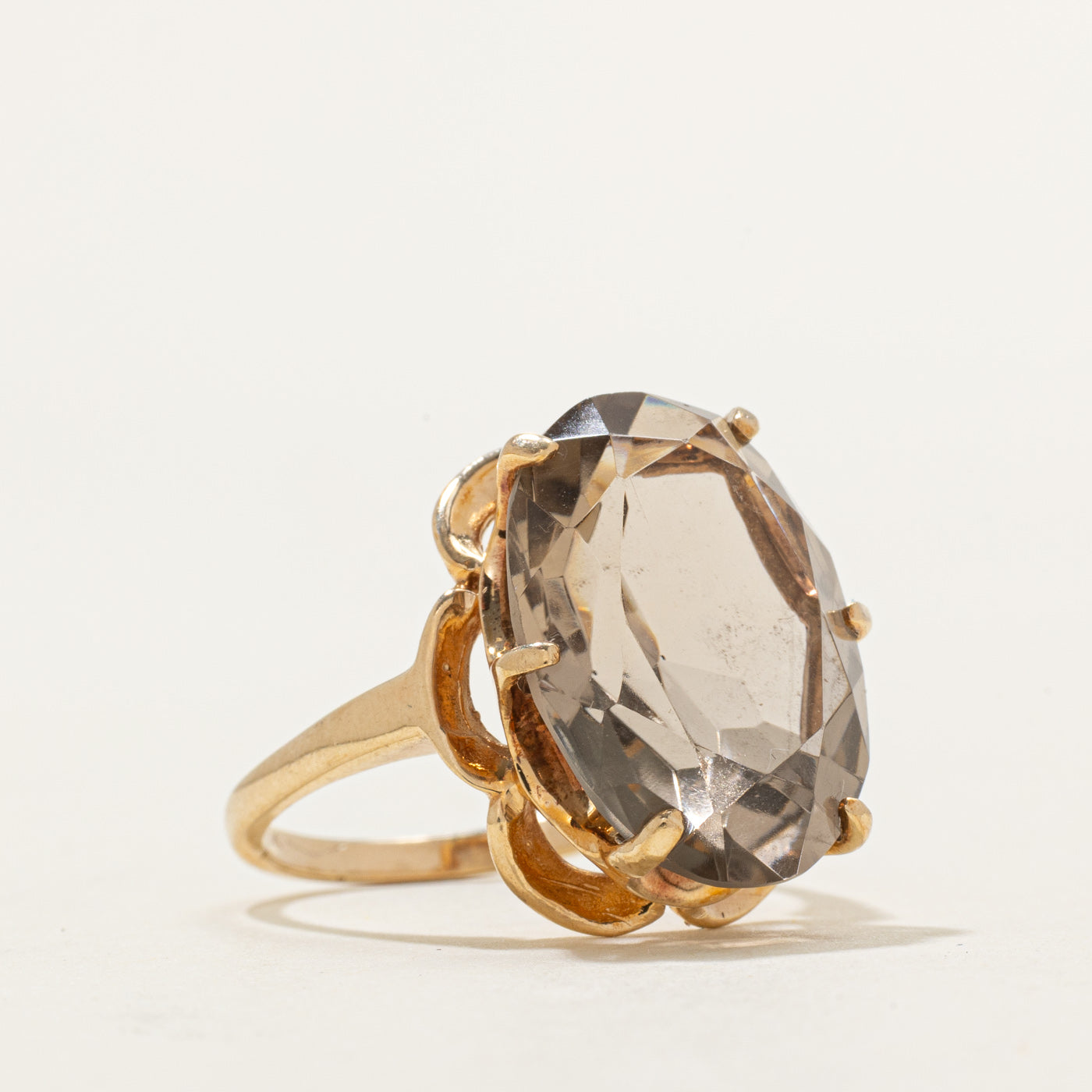 Bague cocktail en quartz fumé taille ovale | 12,00 ct | Taille 7,5
