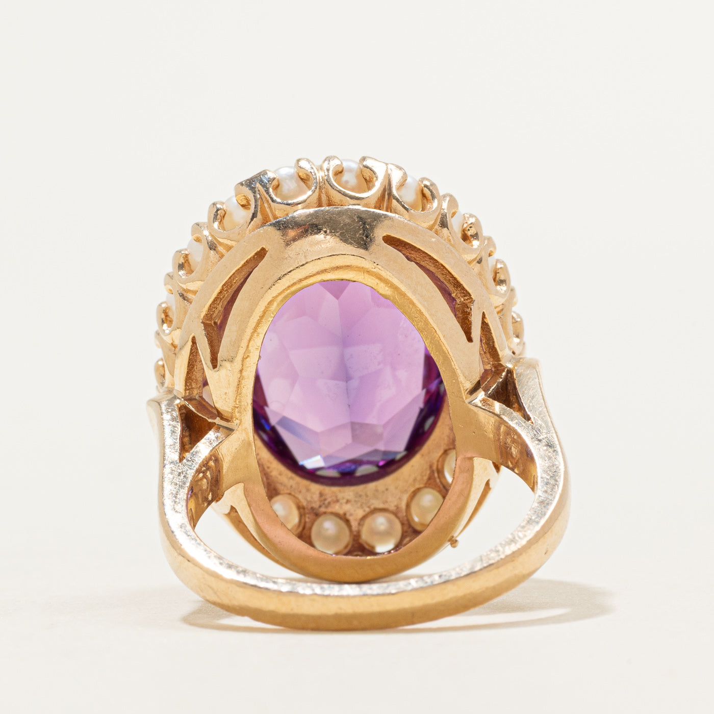 Vintage Canadian Synthetic Sapphire & Seed Pearl Cocktail Ring | 10.00ct | SZ 6.0
