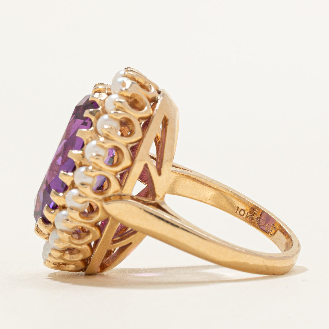 Vintage Canadian Synthetic Sapphire & Seed Pearl Cocktail Ring | 10.00ct | SZ 6.0