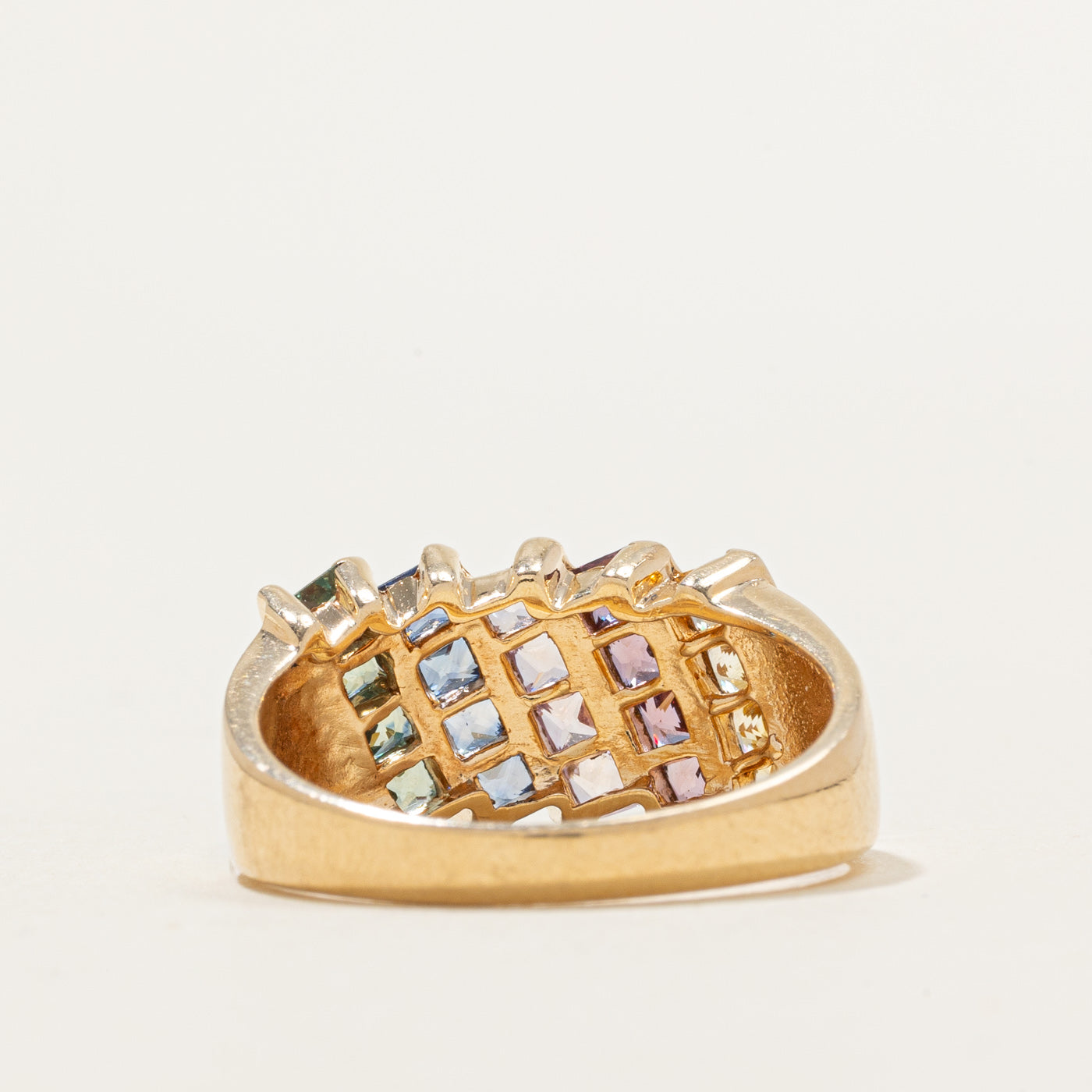 Diagonal Set Multi Coloured Sapphire Ring | 1.44ctw | SZ 8.25