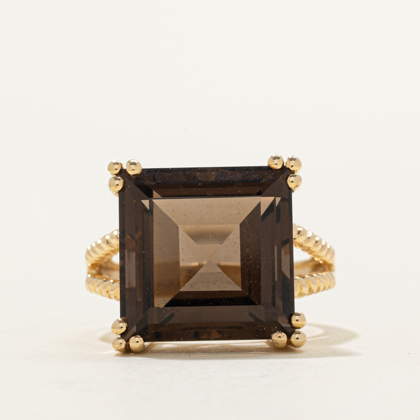 Smoky Quartz Textured Cocktail Ring | 11.0ct | SZ 6.25