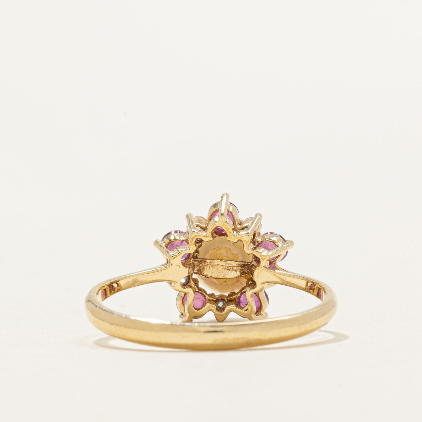 Pearl, Ruby & Diamond Floral Ring | 0.34ctw, 0.05ctw | SZ 6.5