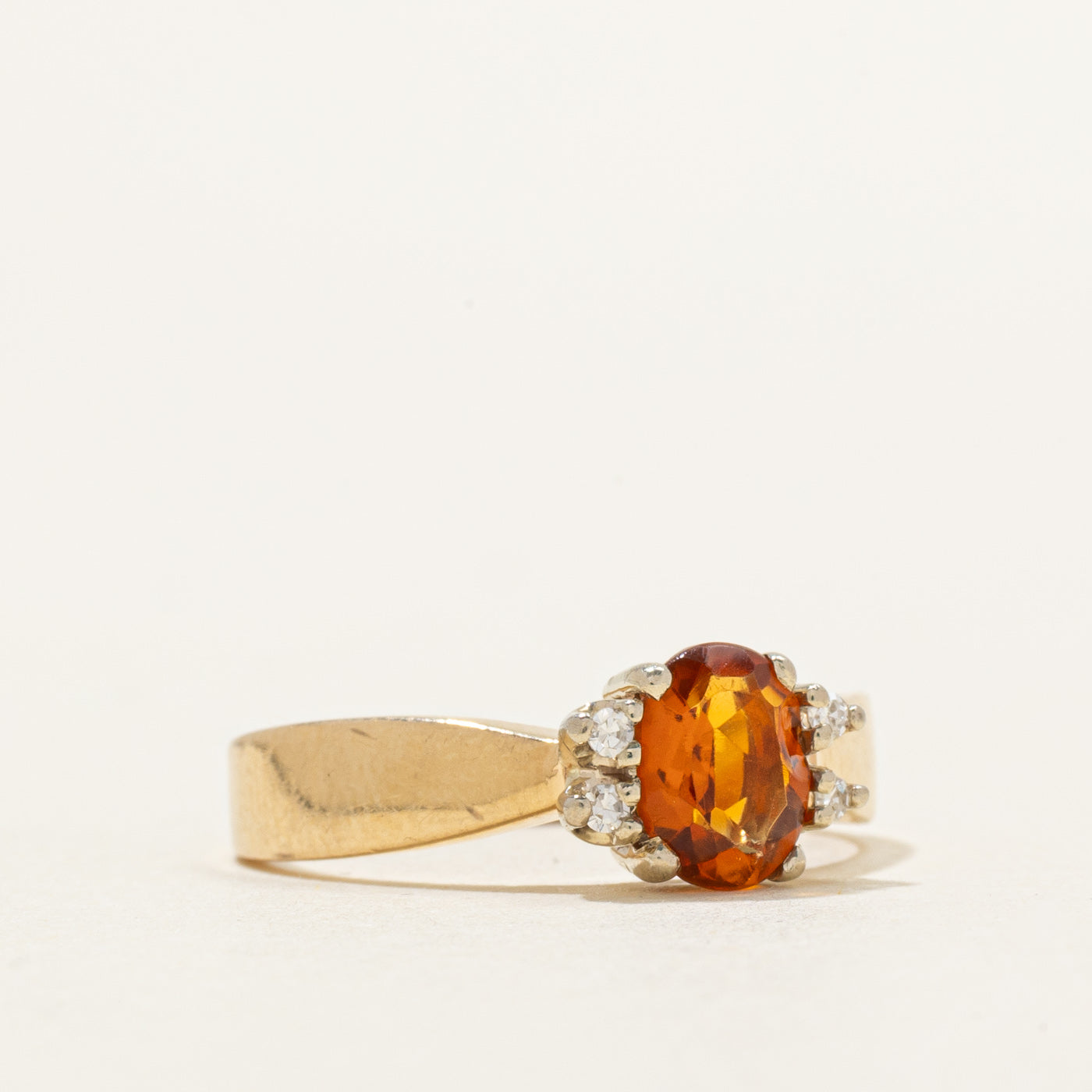 'Birks' Oval Cut Citrine & Diamond Petal Ring | 0.60ct, 0.04ctw | SZ 6.25