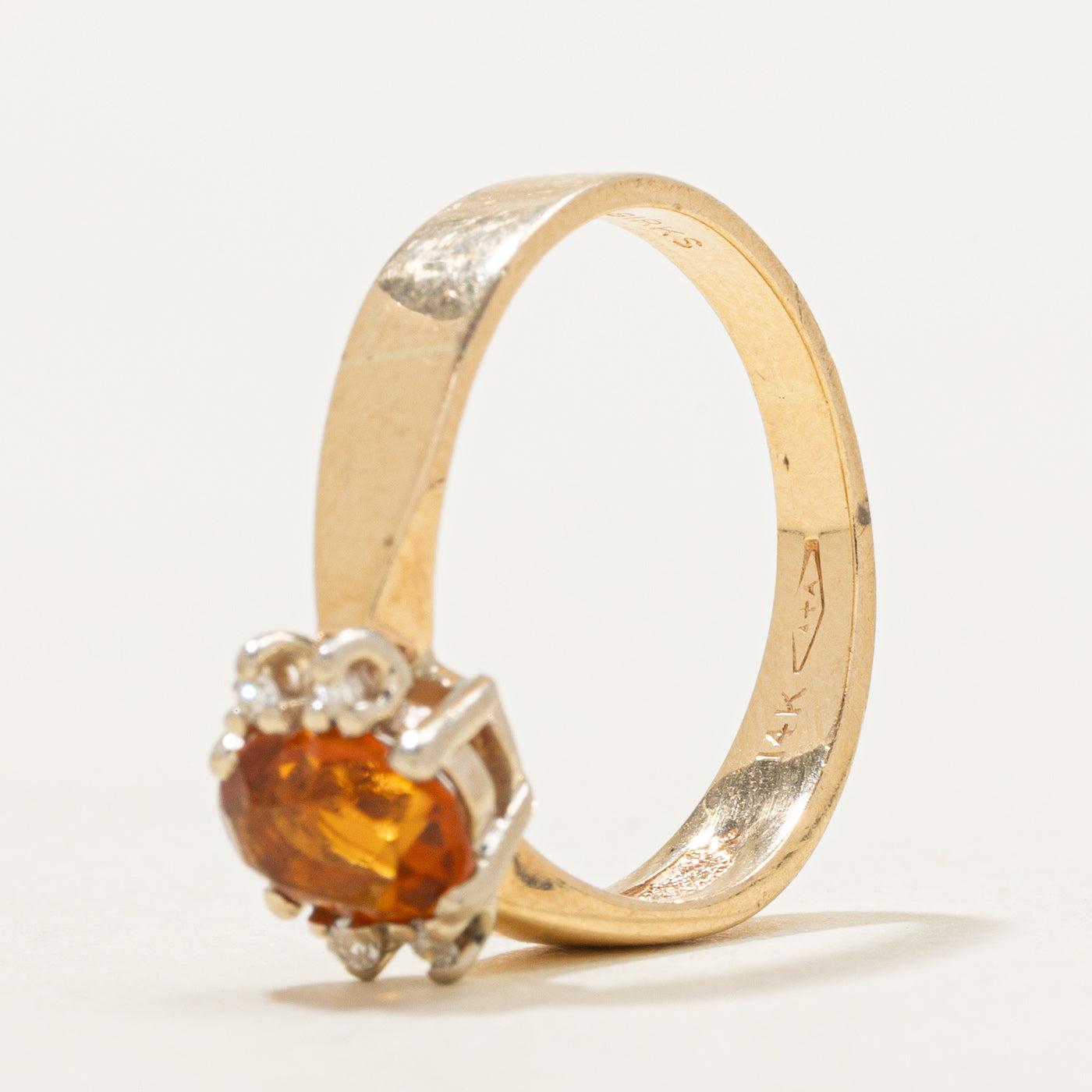 'Birks' Oval Cut Citrine & Diamond Petal Ring | 0.60ct, 0.04ctw | SZ 6.25
