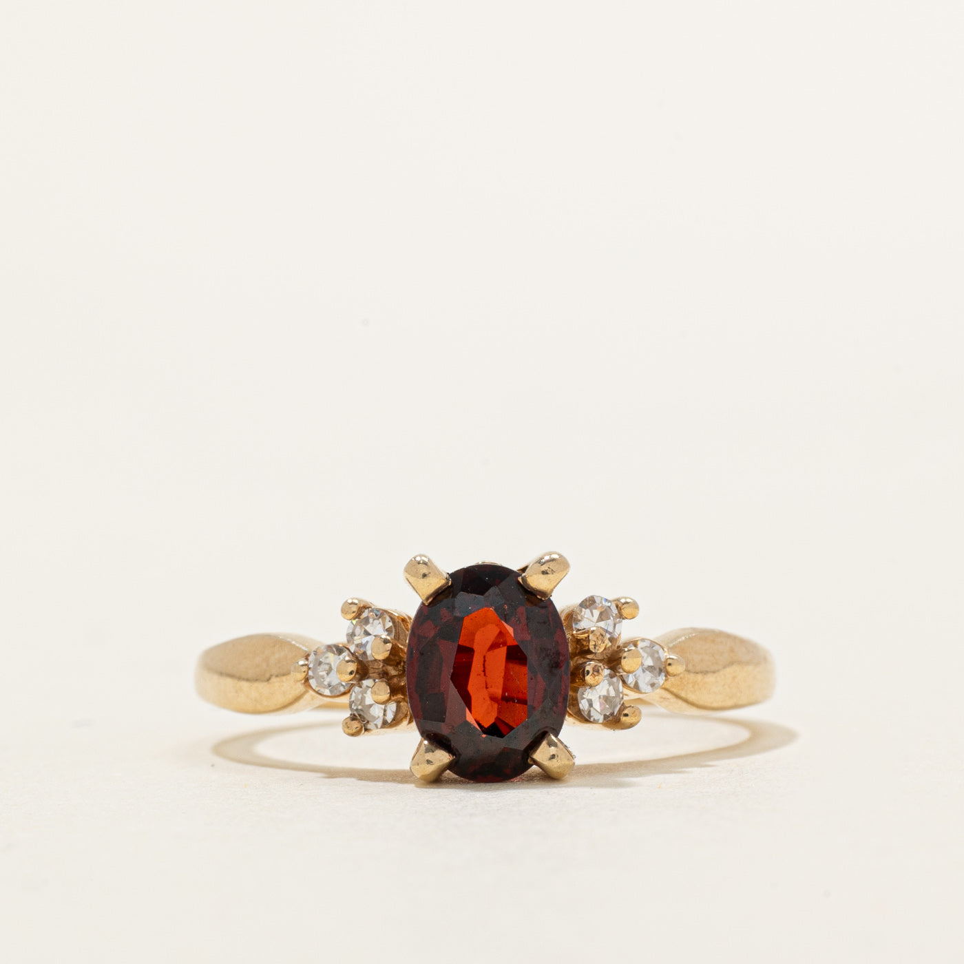 Oval Cut Garnet & Diamond Petal Ring | 1.40ct, 0.15ctw | SZ 9.5