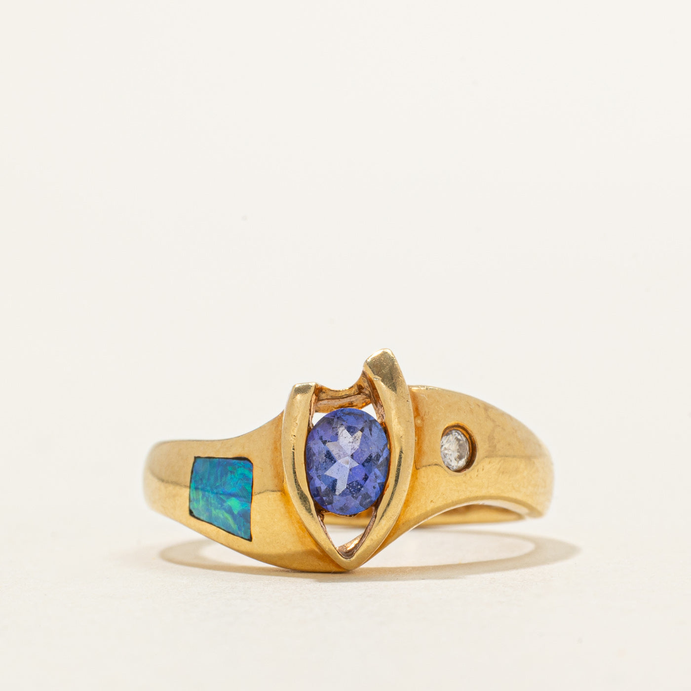 18K Multi Gemstone Abstract Ring | 0.60ctw, 0.03ct | SZ 6.5