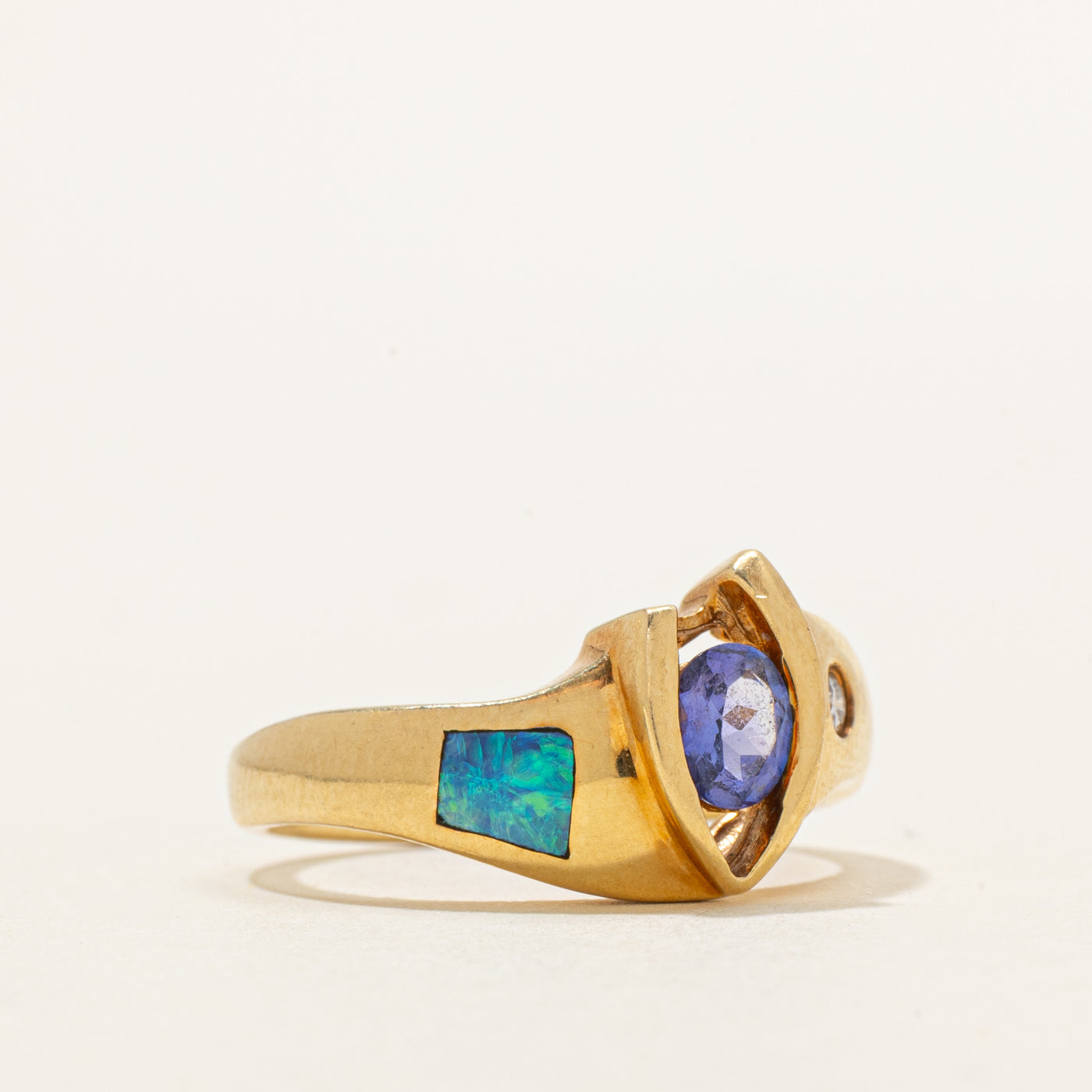 18K Multi Gemstone Abstract Ring | 0.60ctw, 0.03ct | SZ 6.5