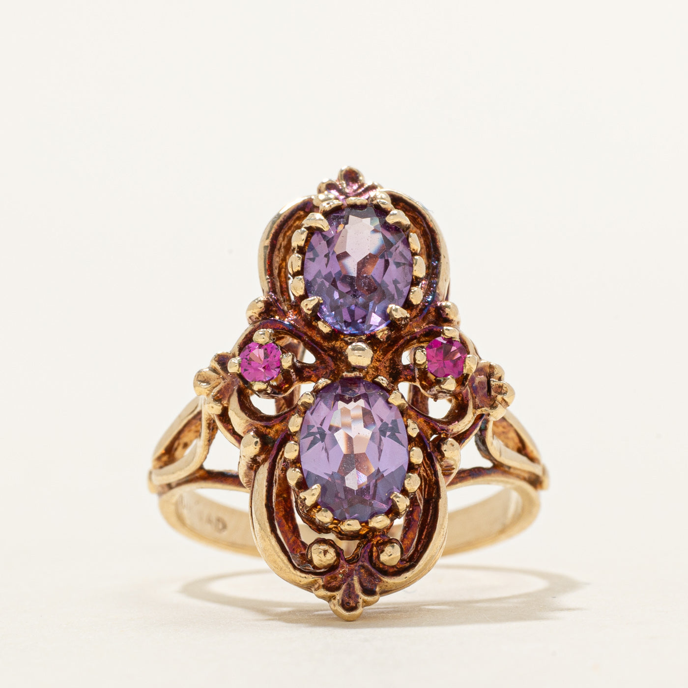 Bague cocktail ornée de saphirs et rubis synthétiques | 1,98 ct | Taille 6,0