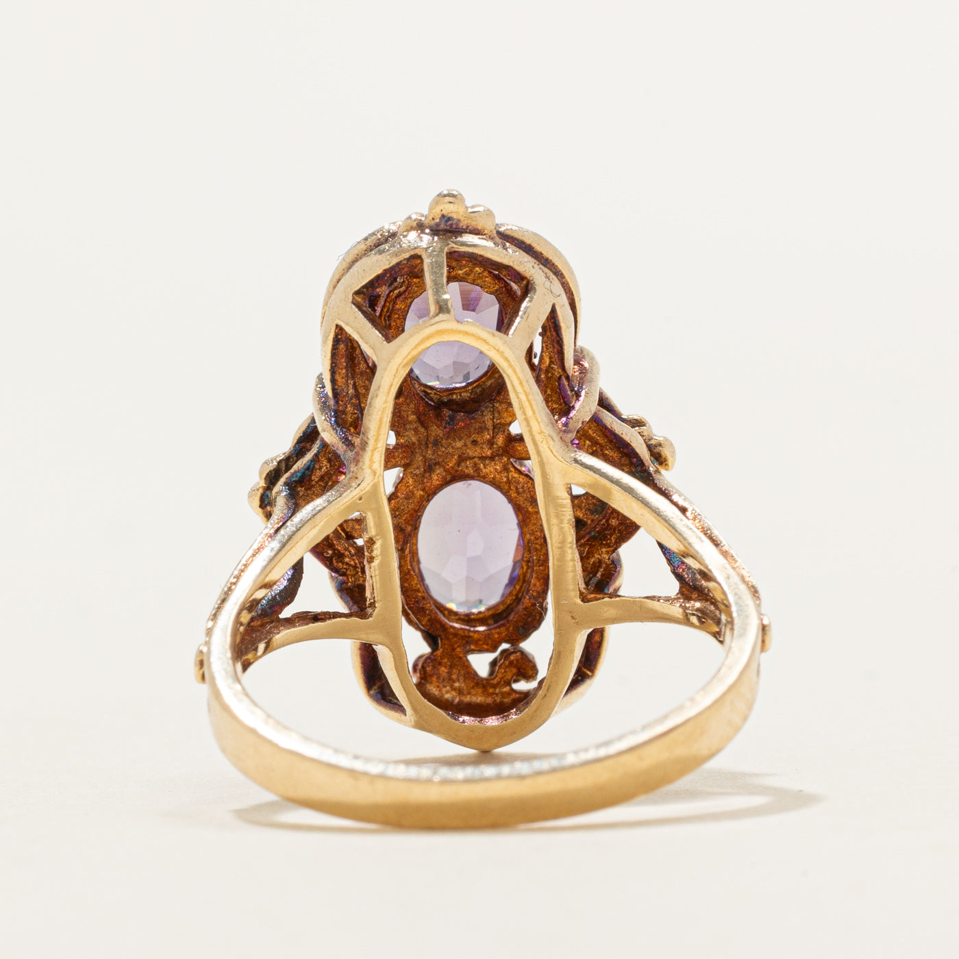 Bague cocktail ornée de saphirs et rubis synthétiques | 1,98 ct | Taille 6,0