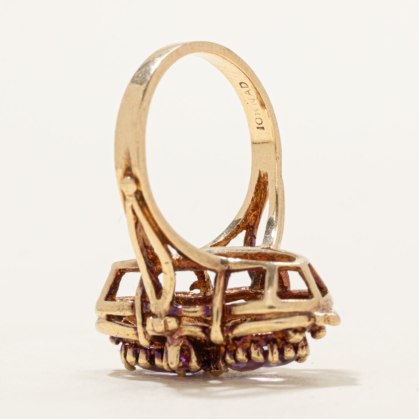 Bague cocktail ornée de saphirs et rubis synthétiques | 1,98 ct | Taille 6,0