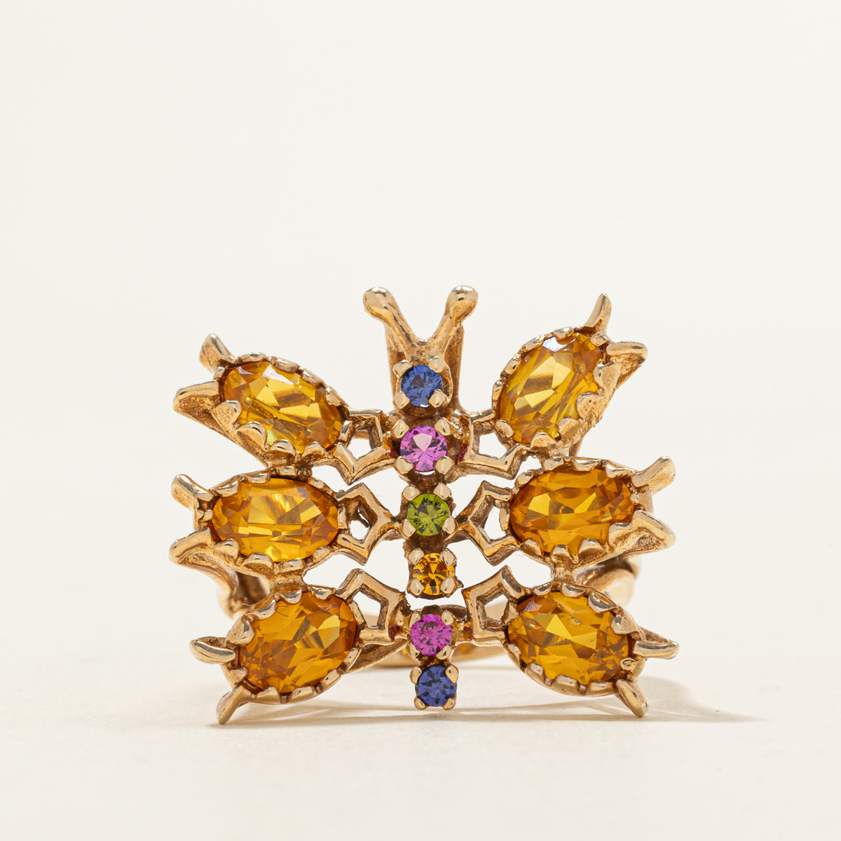 Synthetic Sapphire Insect Cocktail Ring | 3.00ctw | SZ 6.5