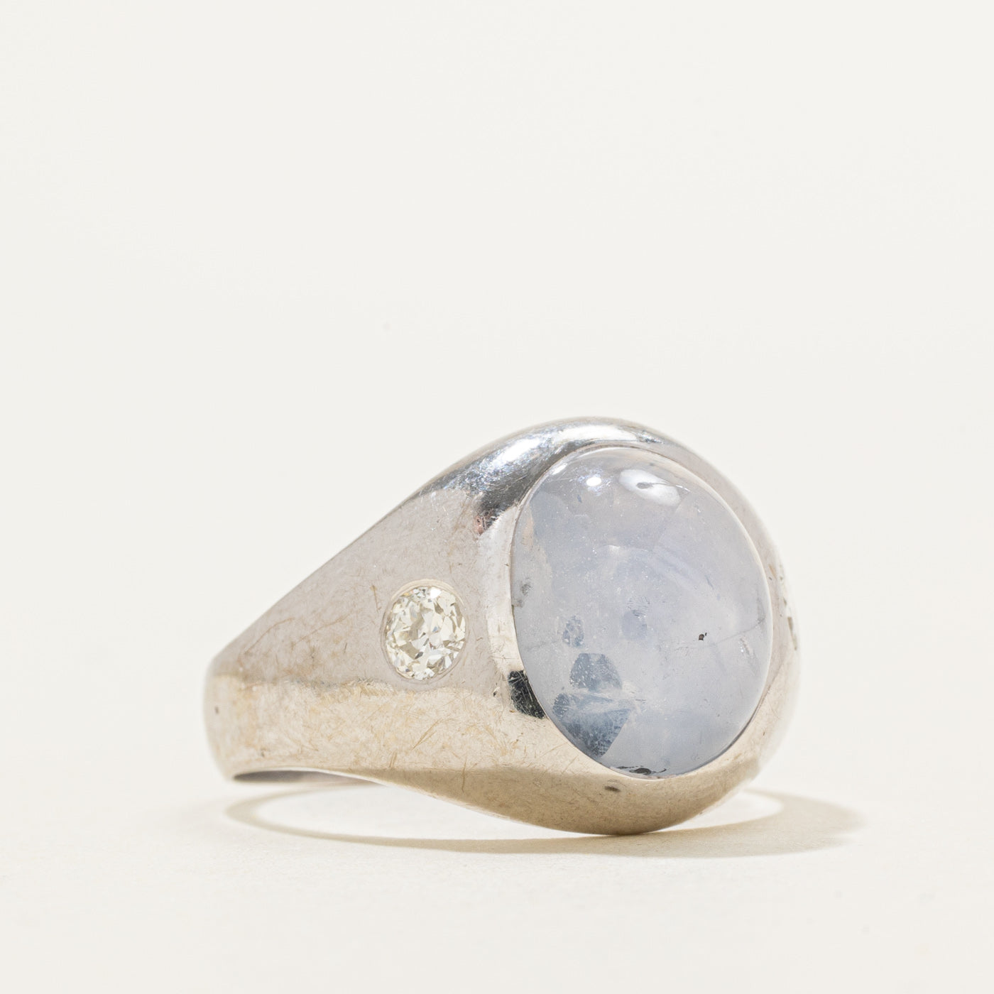 14K Star Sapphire & Diamond Ring | 7.10ct, 0.22ct | SZ 7.5