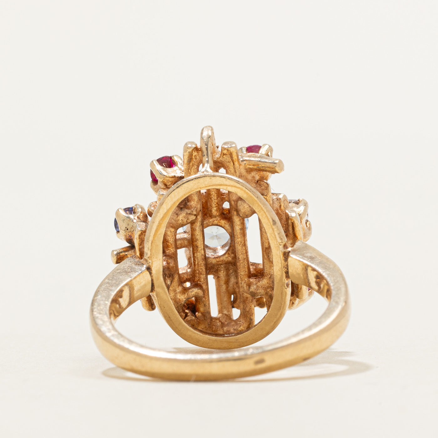Bague cocktail abstraite en pierres synthétiques multiples | 1,15 ct | Taille 7,25