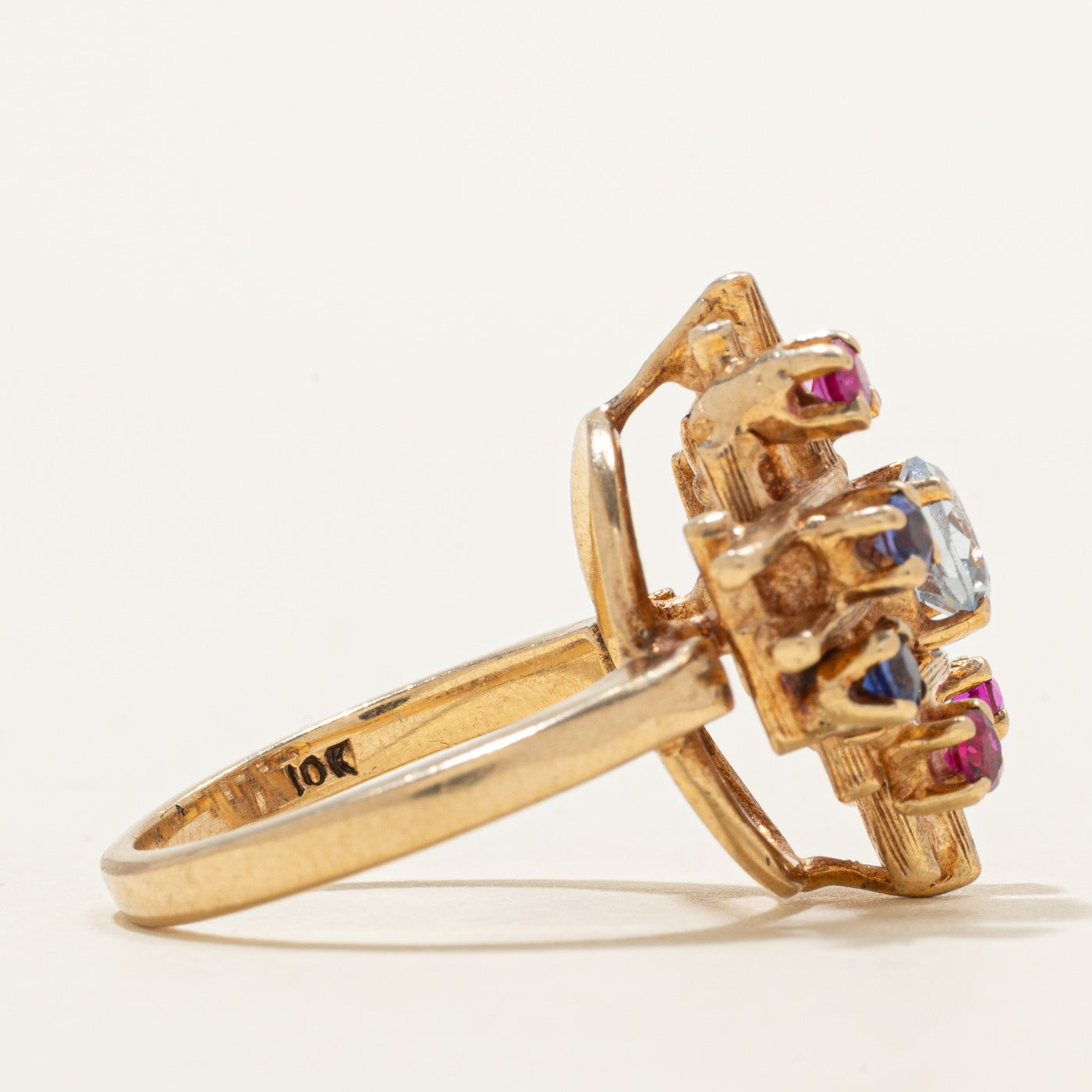 Bague cocktail abstraite en pierres synthétiques multiples | 1,15 ct | Taille 7,25