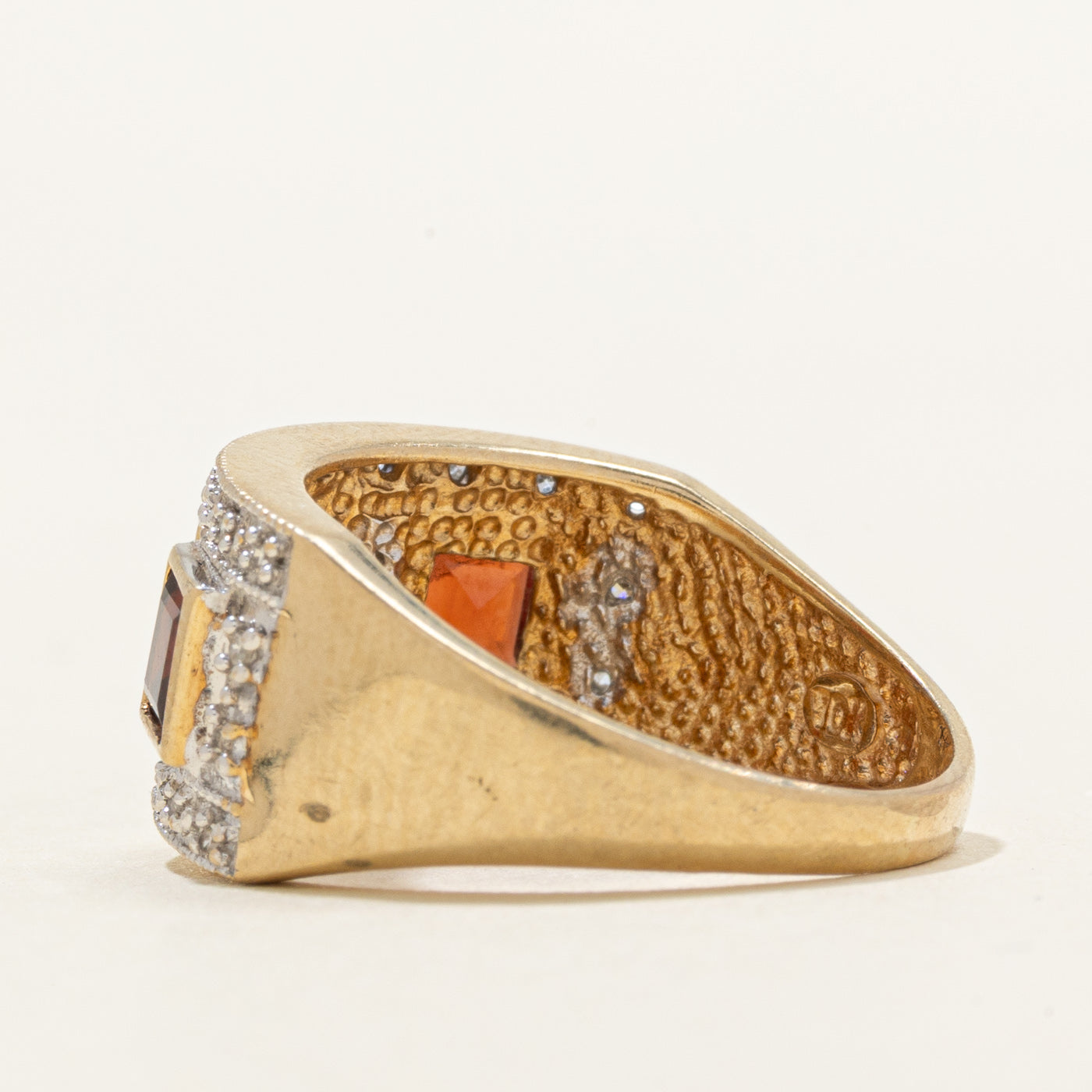 Garnet & Diamond Halo Geometric Band | 1.50ctw, 0.20ctw | SZ 8.0