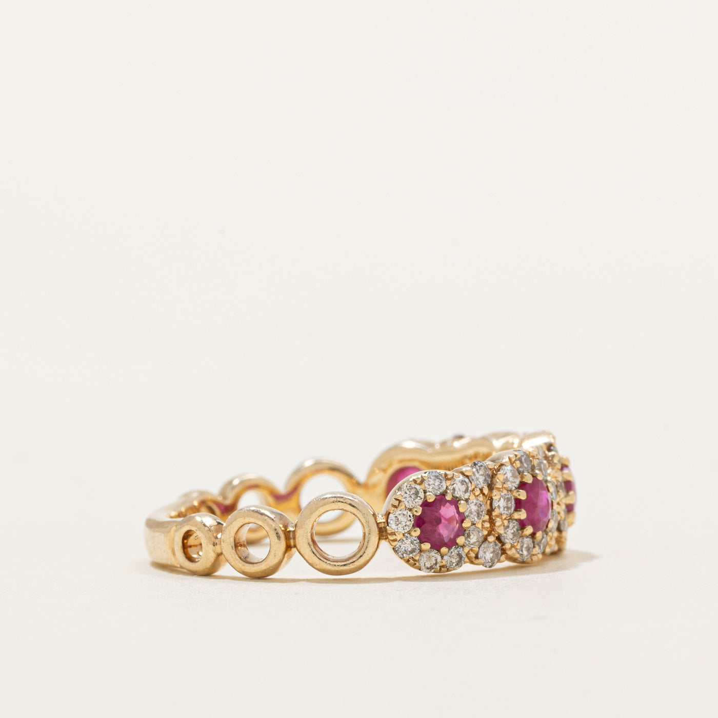 Ruby & Diamond Multi Halo Band | 0.42ctw, 0.50ctw | SZ 7.25