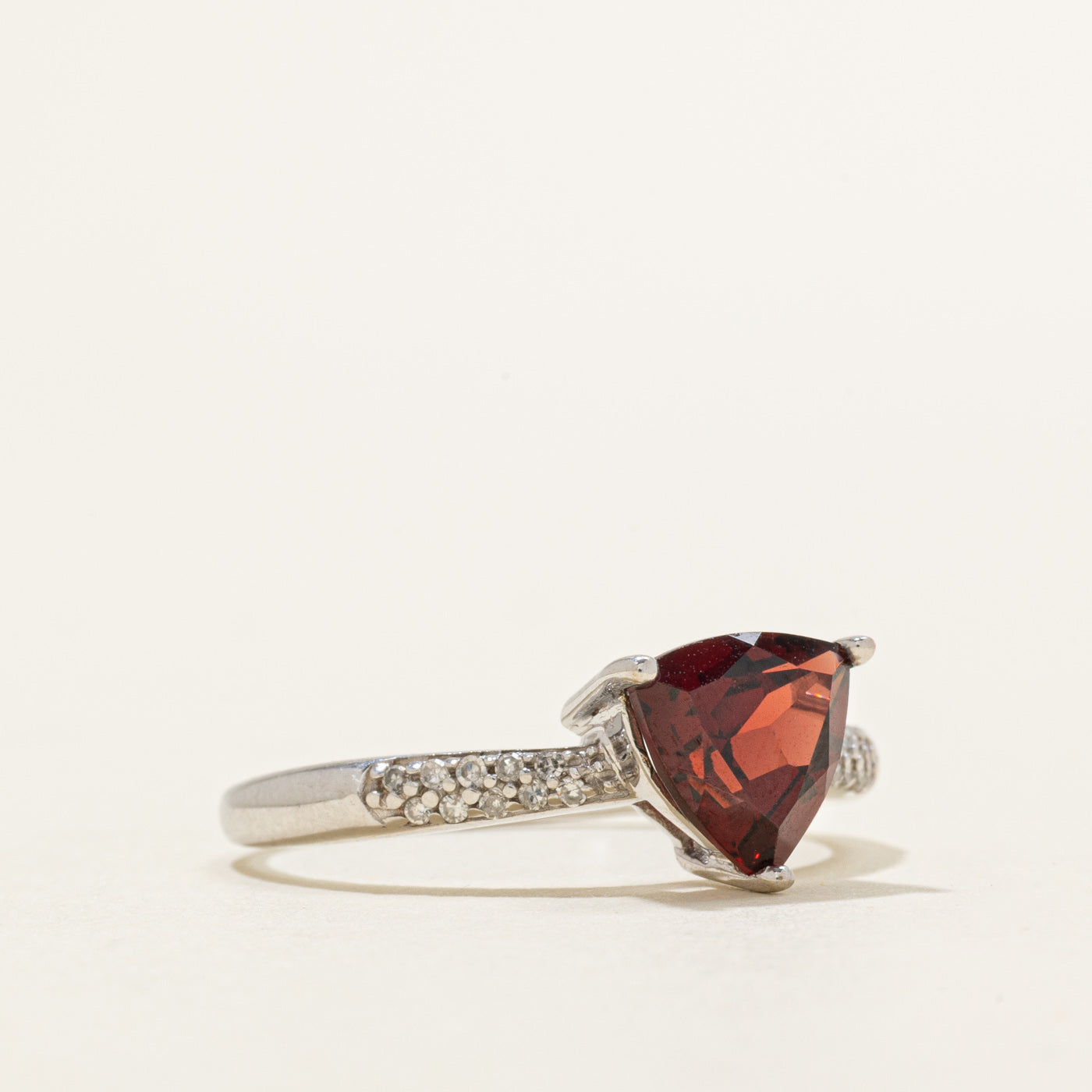 Trillion Cut Garnet & Diamond Ring | 1.90ct, 0.10ctw | SZ 8.0