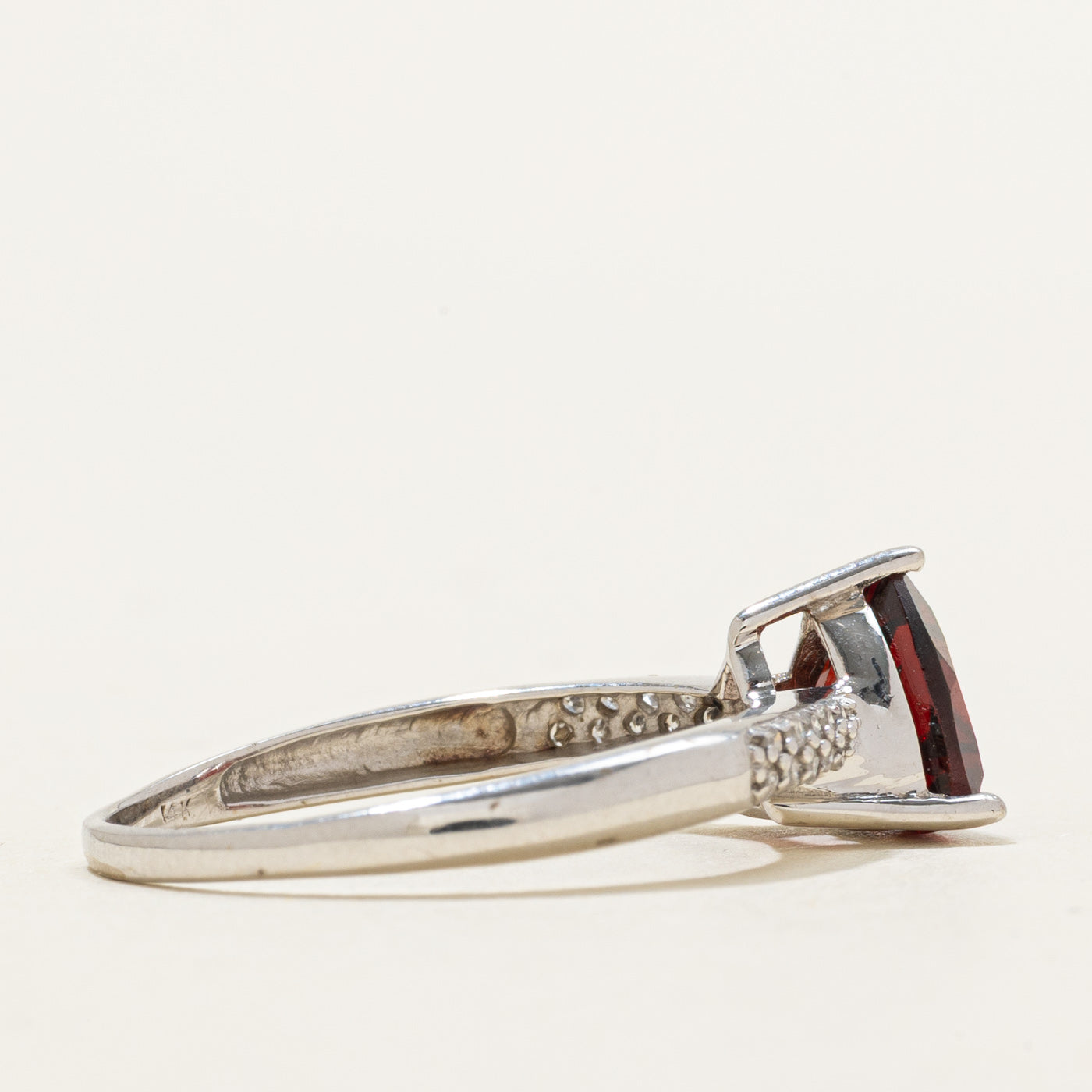 Trillion Cut Garnet & Diamond Ring | 1.90ct, 0.10ctw | SZ 8.0