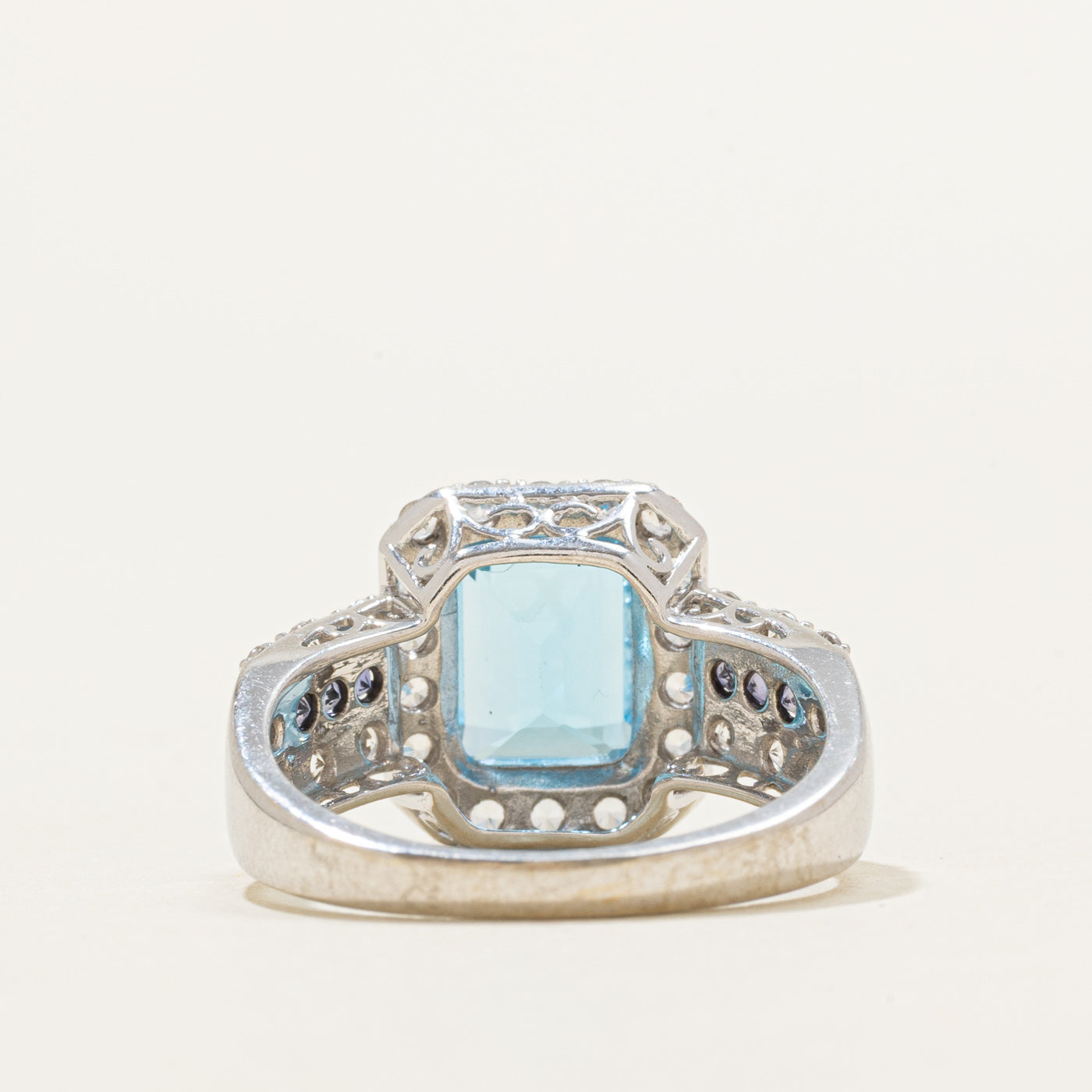 Blue Topaz & Multi Gemstone Halo Ring | 2.85ct, 0.01ctw | SZ 7.0
