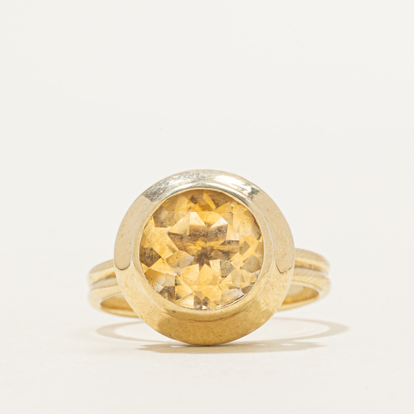 Bezel Set Round Cut Citrine Ring | 2.70ct | SZ 7.25