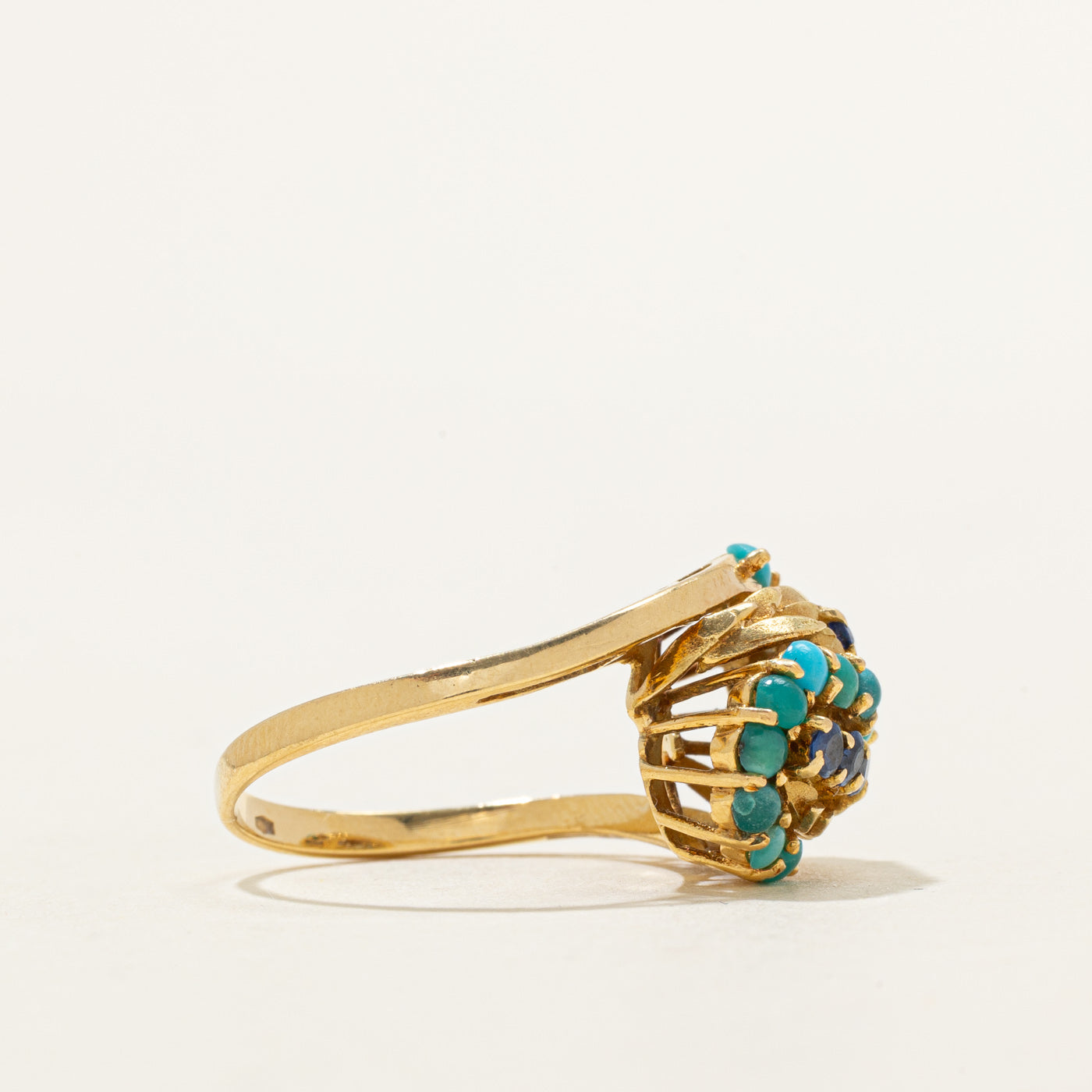 Sapphire & Turquoise Swirl Cocktail Ring | 0.66ctw | SZ 5.75