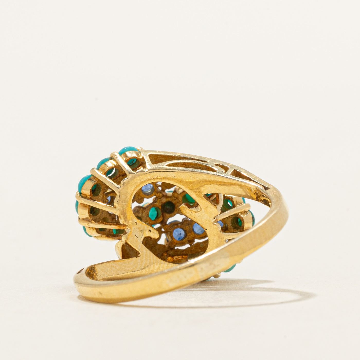 Sapphire & Turquoise Swirl Cocktail Ring | 0.66ctw | SZ 5.75