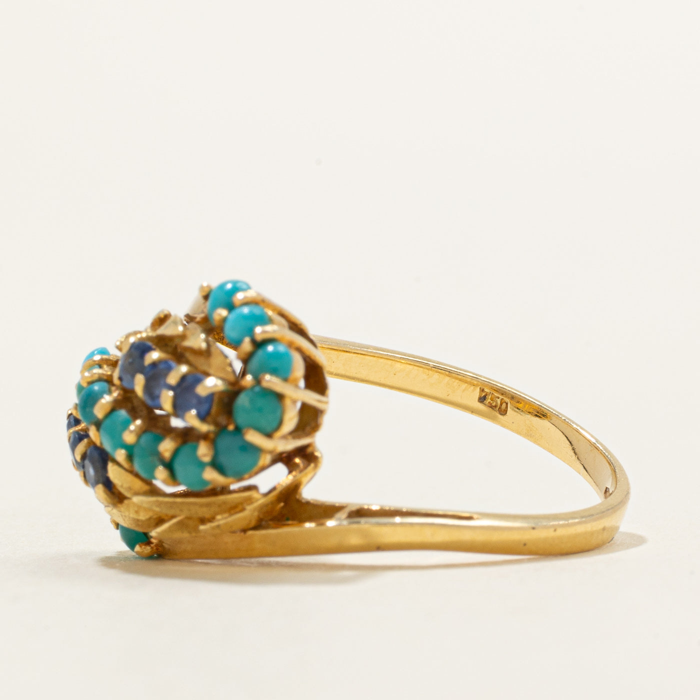 Sapphire & Turquoise Swirl Cocktail Ring | 0.66ctw | SZ 5.75