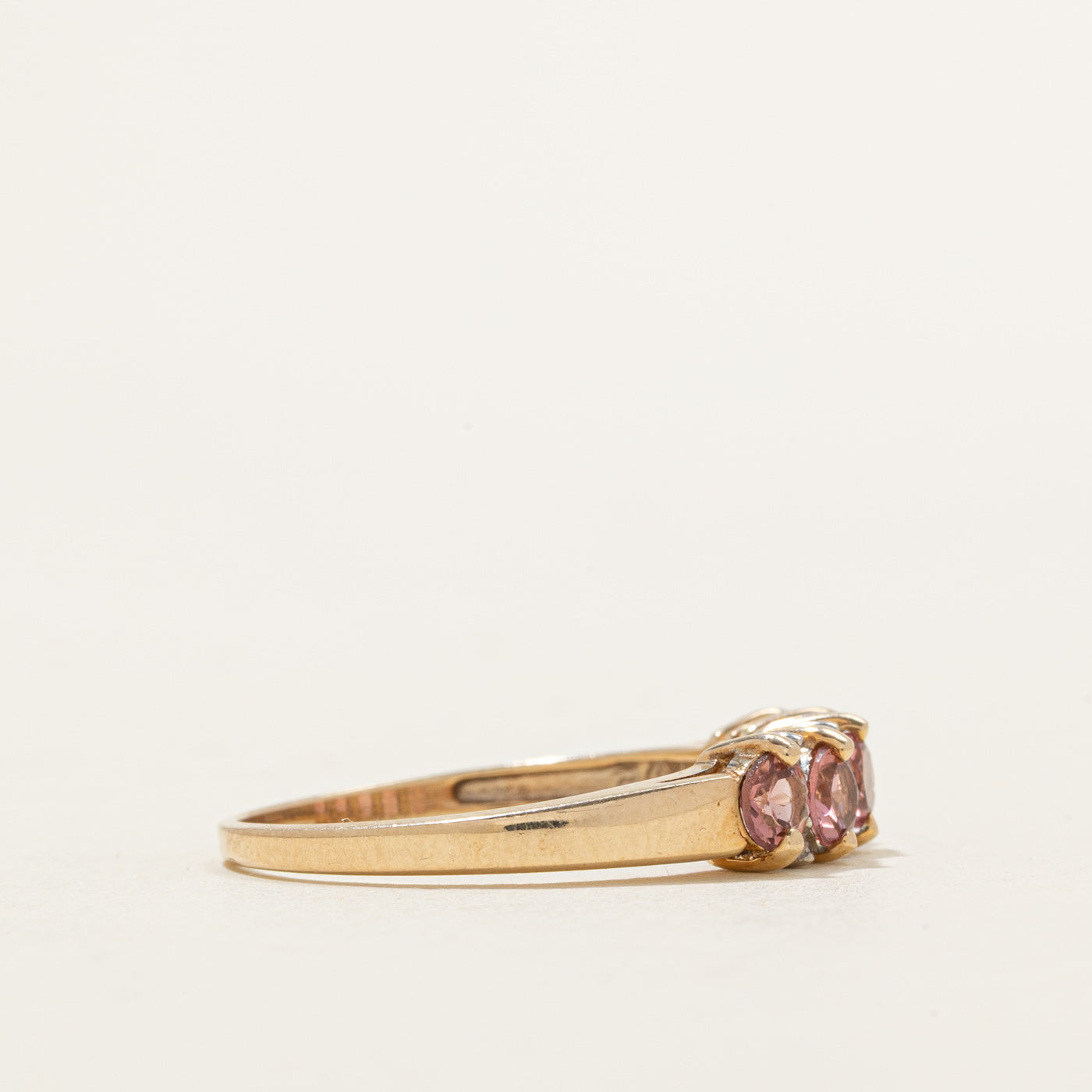 Five Stone Pink Tourmaline & Diamond Accented Ring | 0.90ctw, 0.04ctw | SZ 9.0