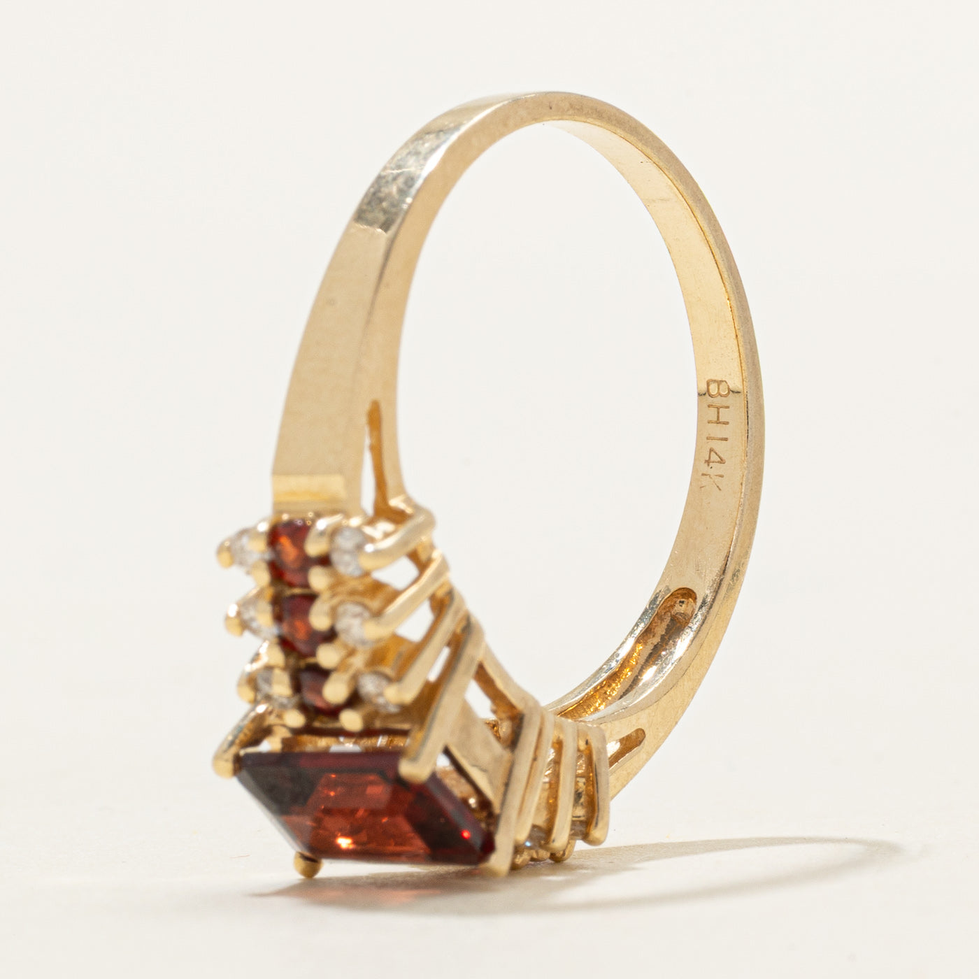 Emerald Cut Garnet & Diamond Accented Ring | 1.40ctw, 0.18ctw | SZ 8.0