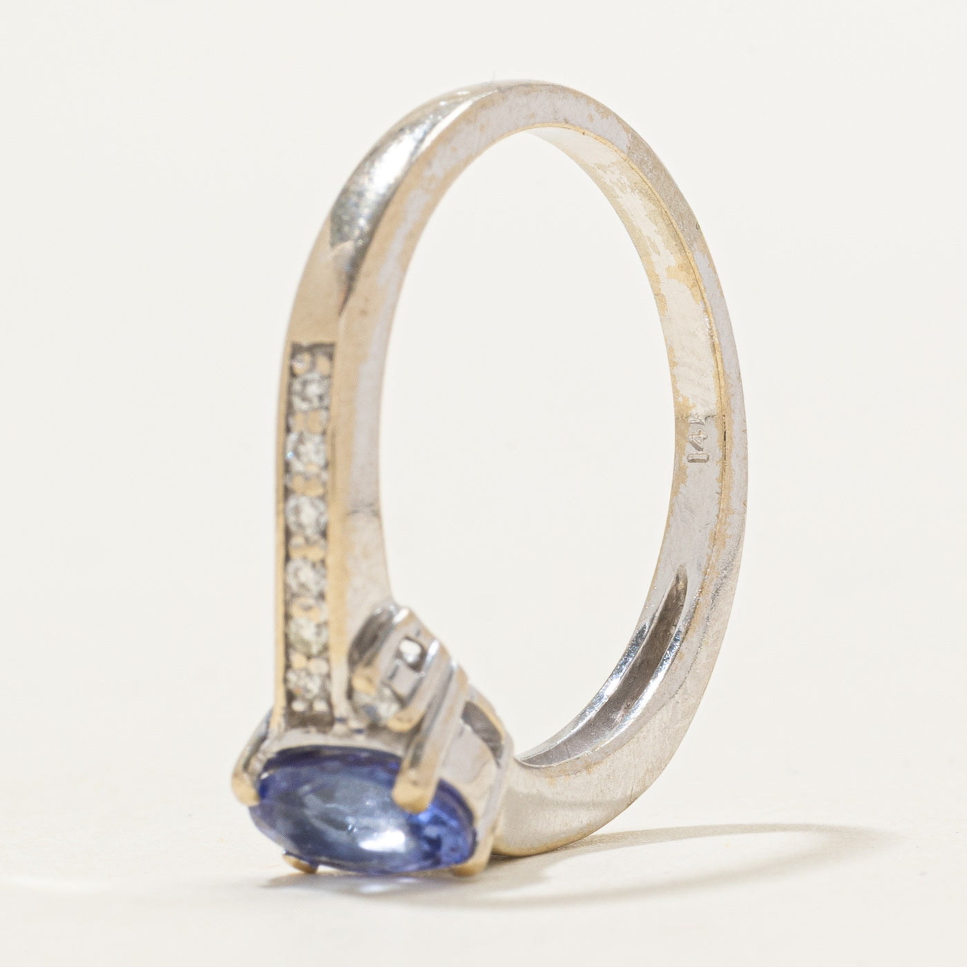 Oval Cut Tanzanite & Diamond Bypass Ring | 0.78ct, 0.14ctw | SZ 8.25
