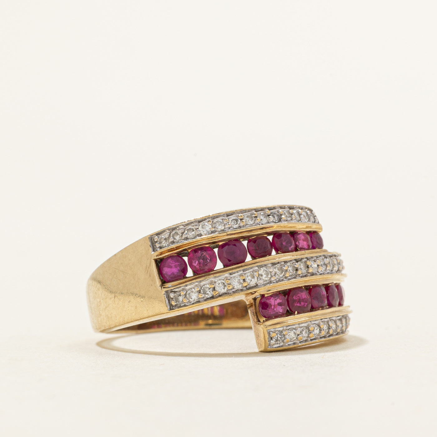 Ruby & Diamond Multi Row Wrap Band | 0.70ctw, 0.25ctw | SZ 8.5