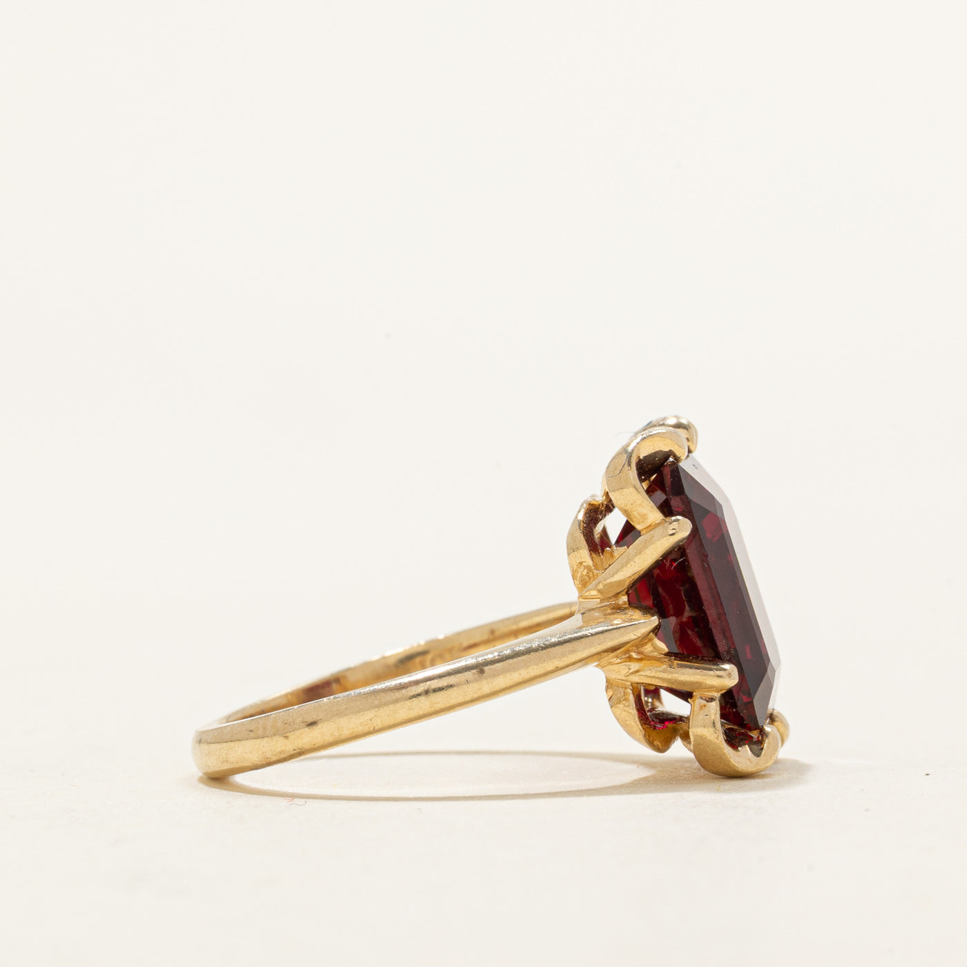 Solitaire Emerald Cut Synthetic Ruby Ring | 5.00ct | SZ 5.25
