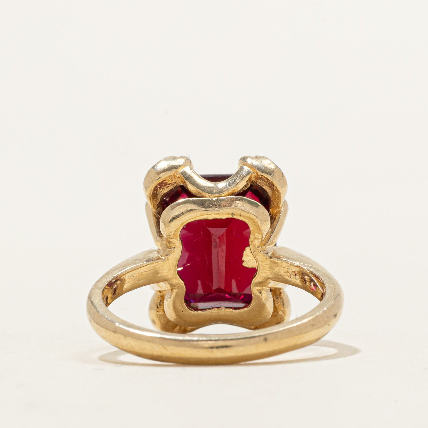 Solitaire Emerald Cut Synthetic Ruby Ring | 5.00ct | SZ 5.25