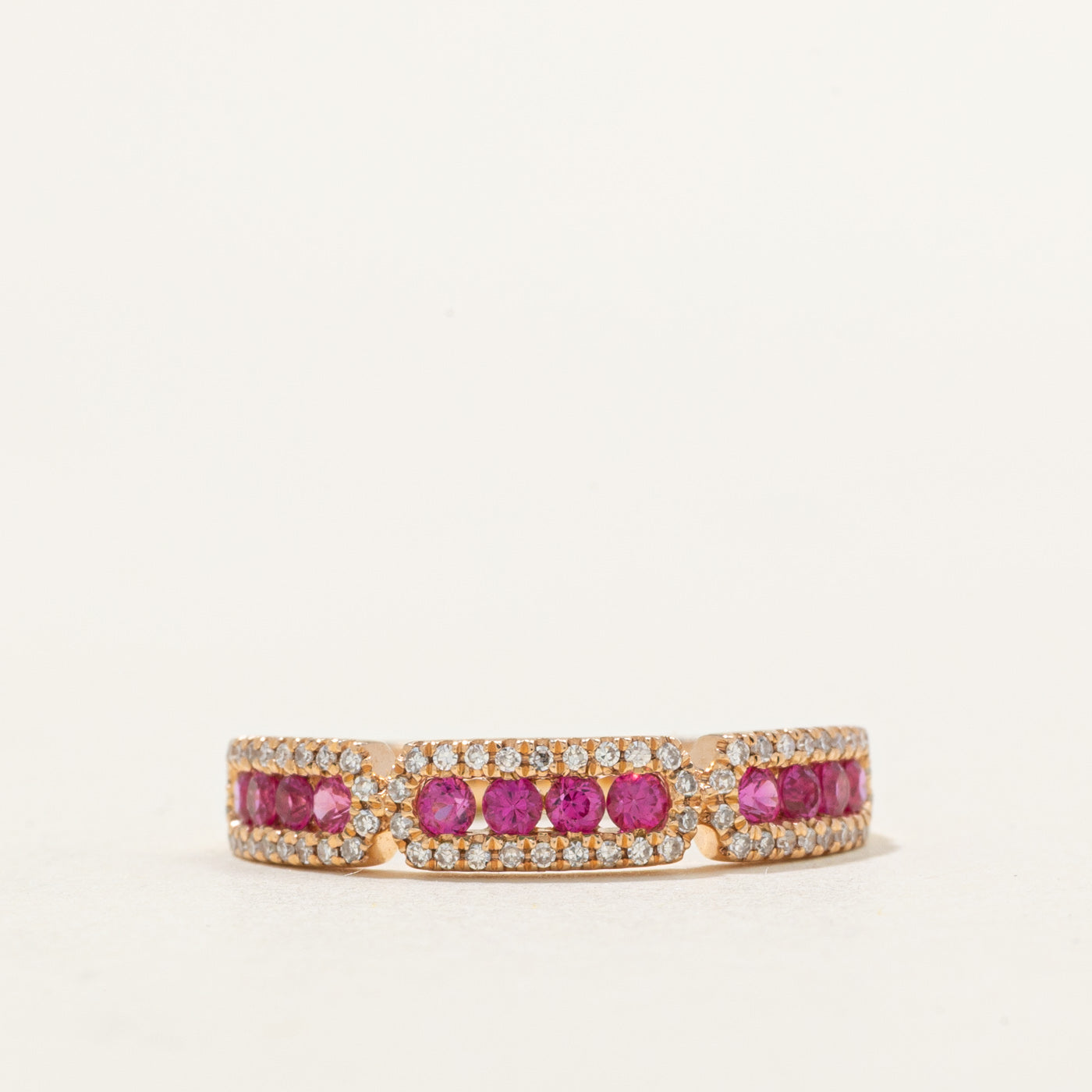 Ruby & Diamond Semi Eternity Band | 0.40ctw, 0.22ctw | SZ 6.5