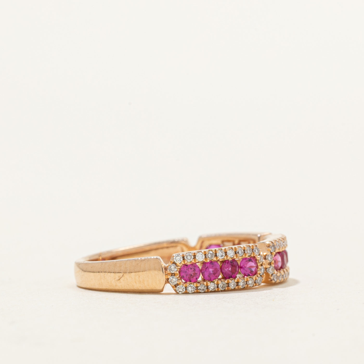 Ruby & Diamond Semi Eternity Band | 0.40ctw, 0.22ctw | SZ 6.5