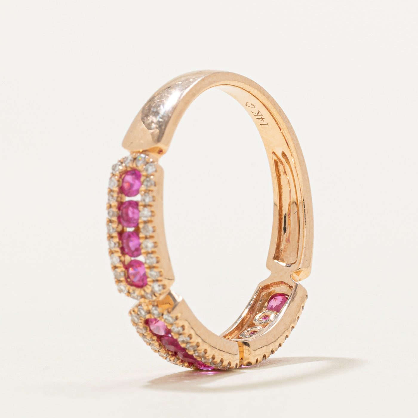 Ruby & Diamond Semi Eternity Band | 0.40ctw, 0.22ctw | SZ 6.5