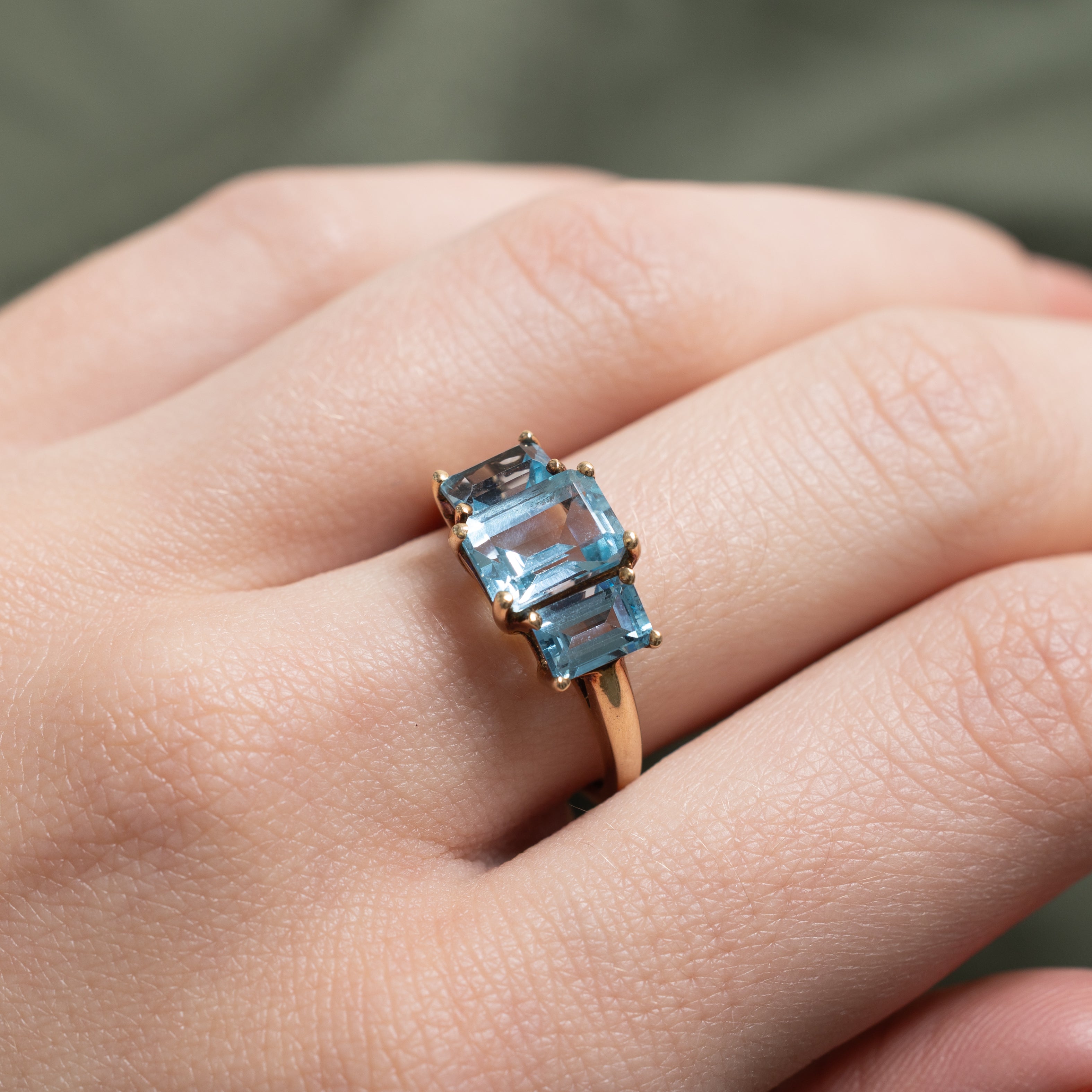 Three Stone Blue Topaz Ring | 3.04ctw | SZ 5.5