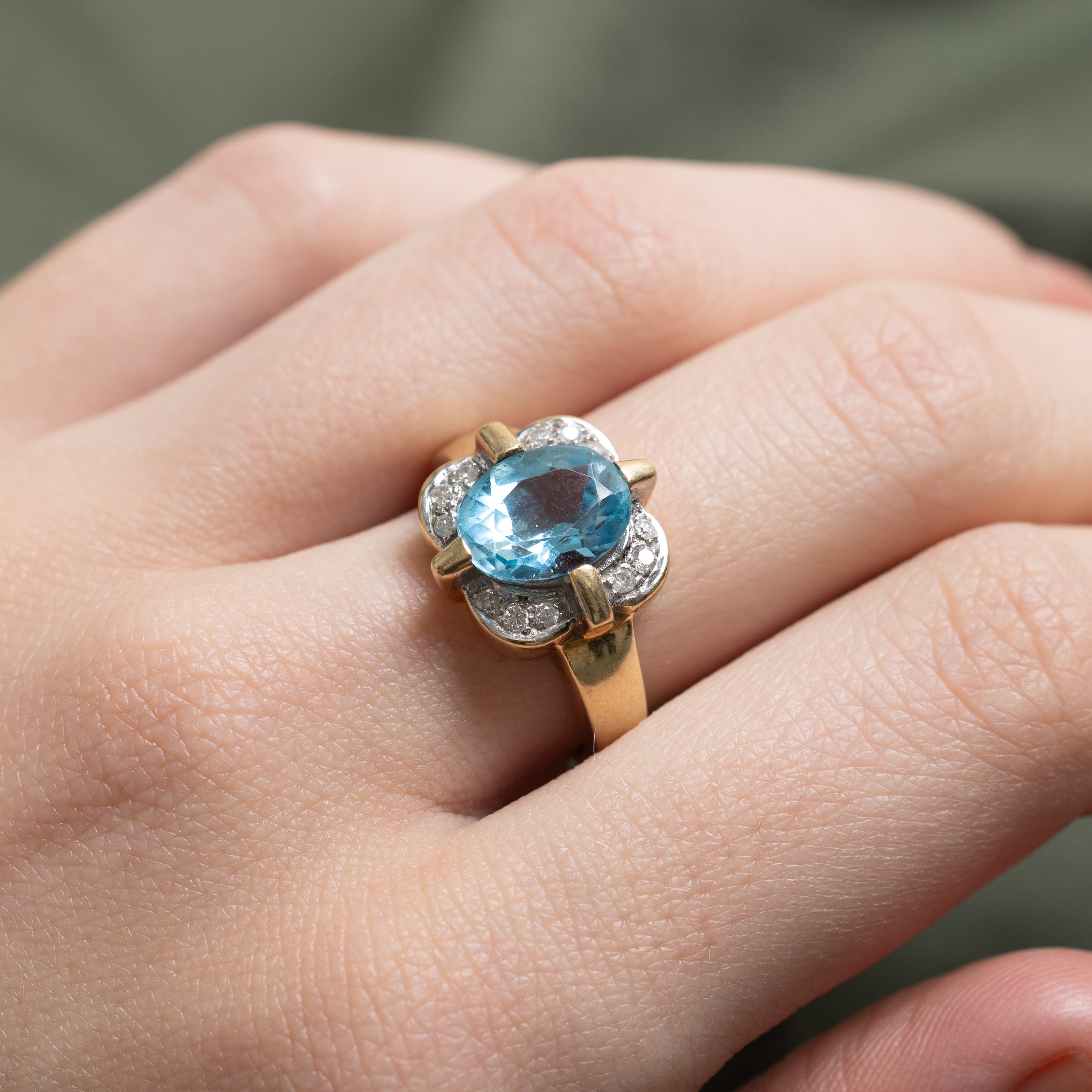 Blue Topaz & Diamond Cocktail Ring | 2.71ct, 0.14ctw | SZ 5.75