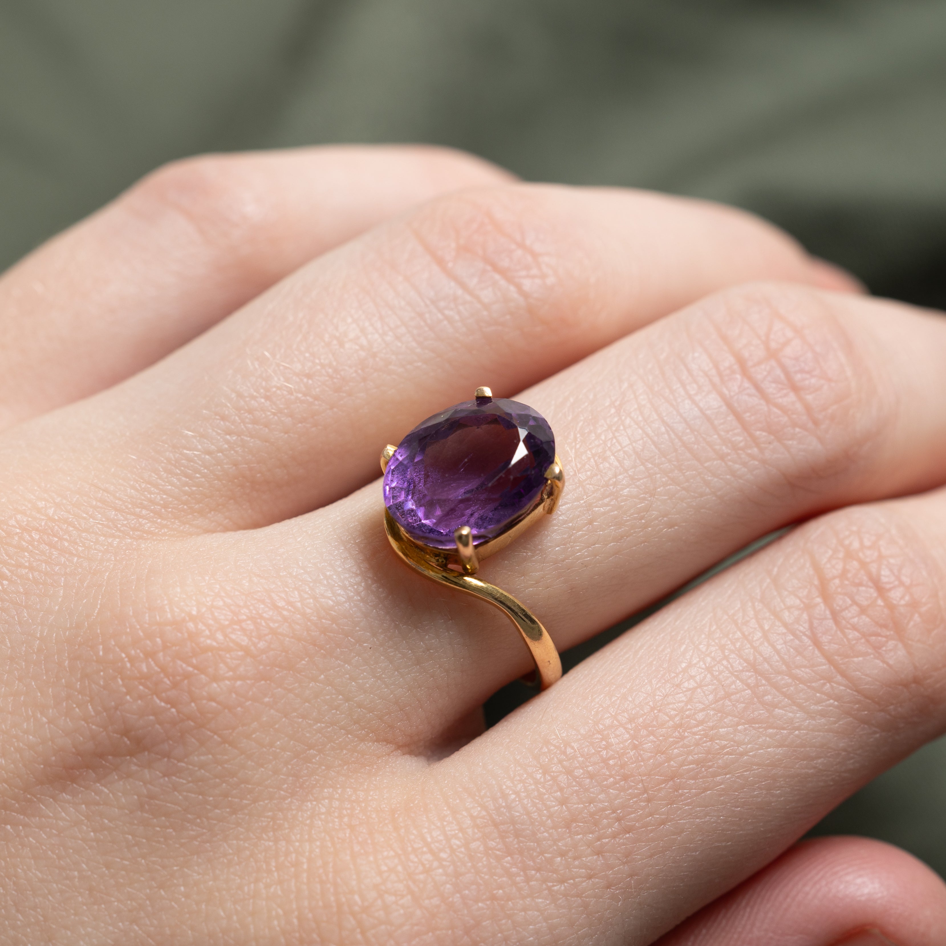 Oval Cut Amethyst Bypass Cocktail Ring | 4.17ct | SZ 5.5