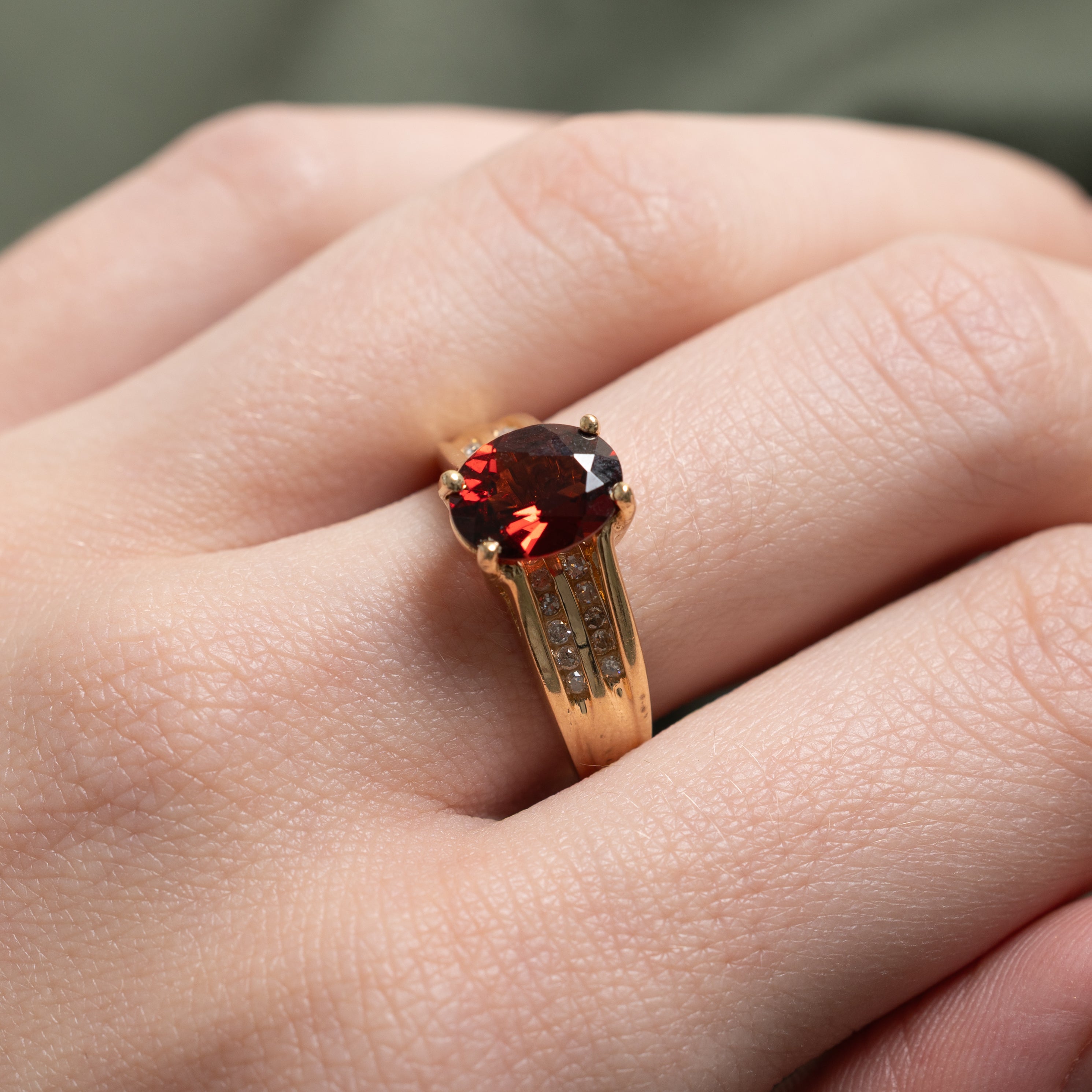 Almandine Garnet & Diamond Accented Ring | 2.27ct, 0.12ctw | SZ 7.75