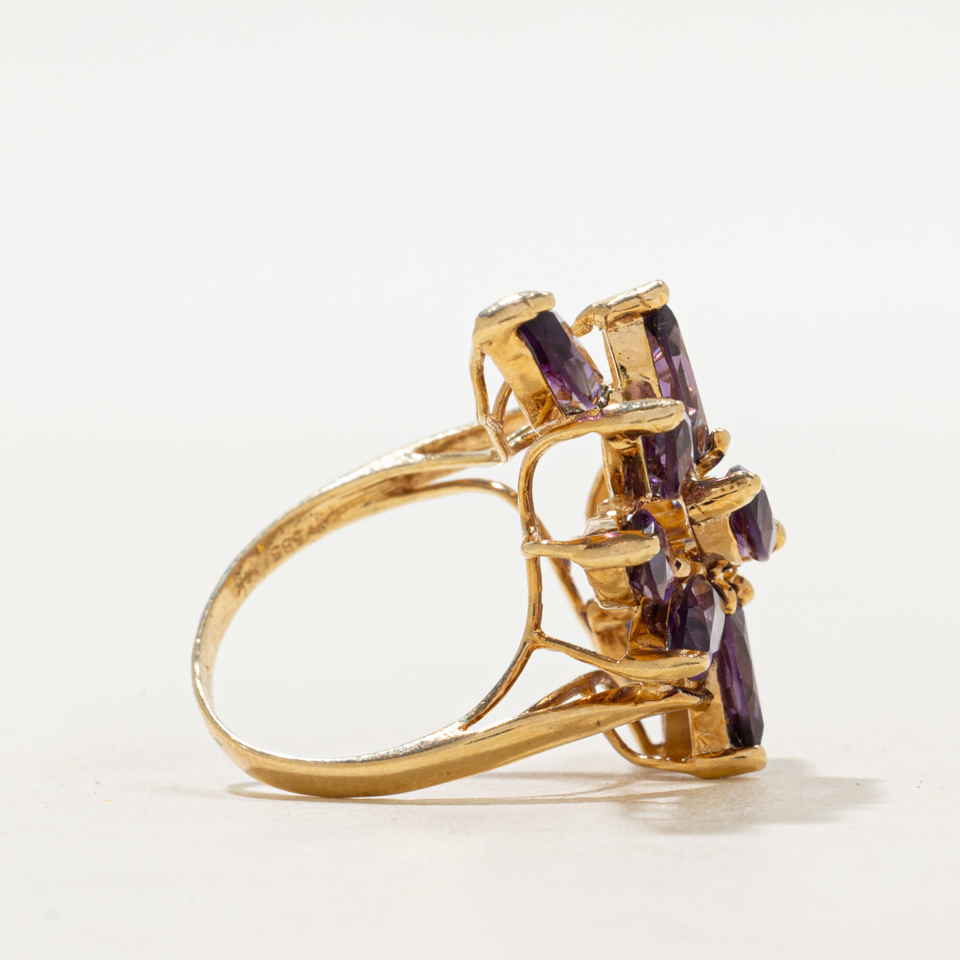 Amethyst & Diamond Waterfall Cocktail Ring | 3.90ctw, 0.03ctw | SZ 5.75