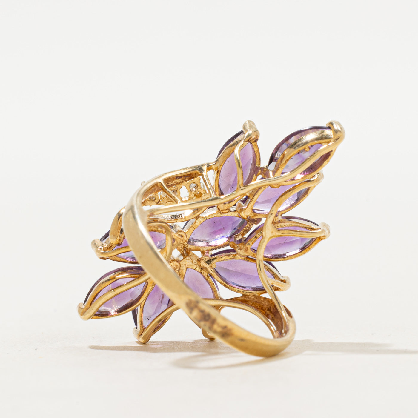Amethyst & Diamond Waterfall Cocktail Ring | 3.90ctw, 0.03ctw | SZ 5.75