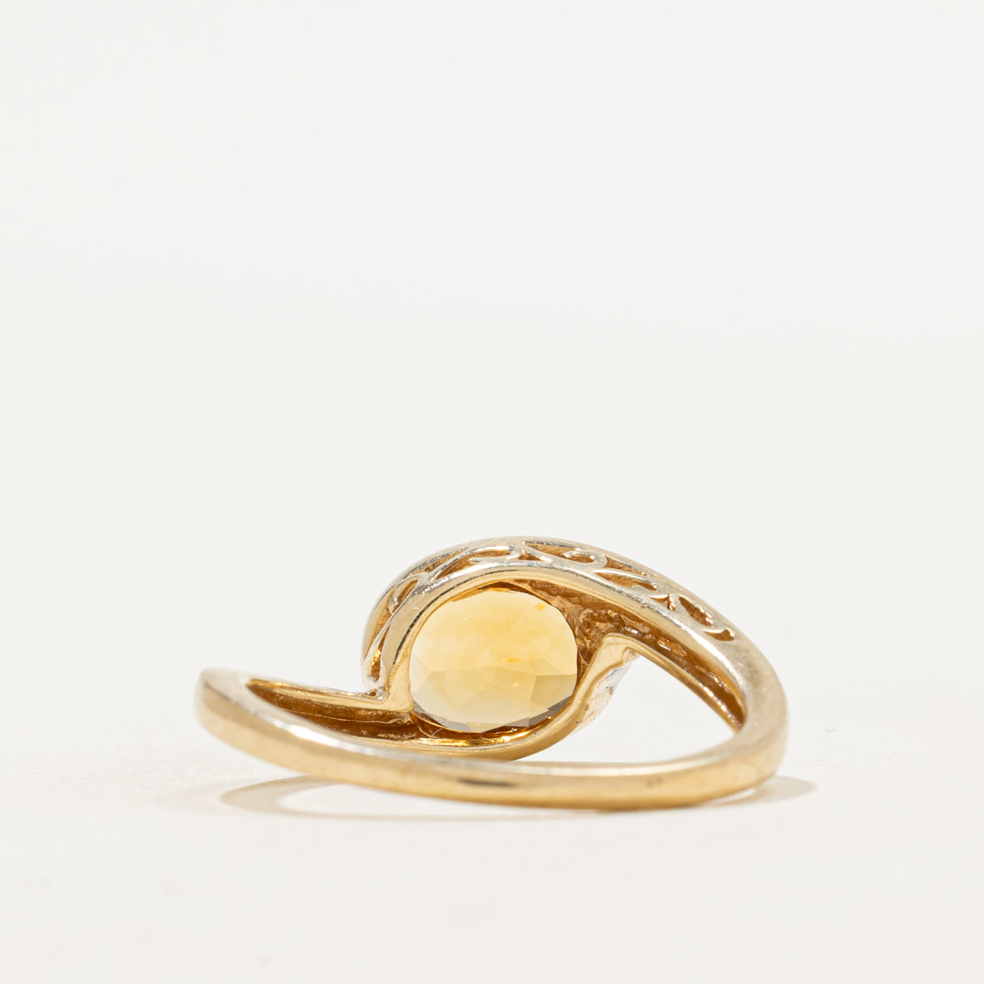Bezel Set Citrine & Diamond Ring | 0.98ct, 0.005ct | SZ 6.5
