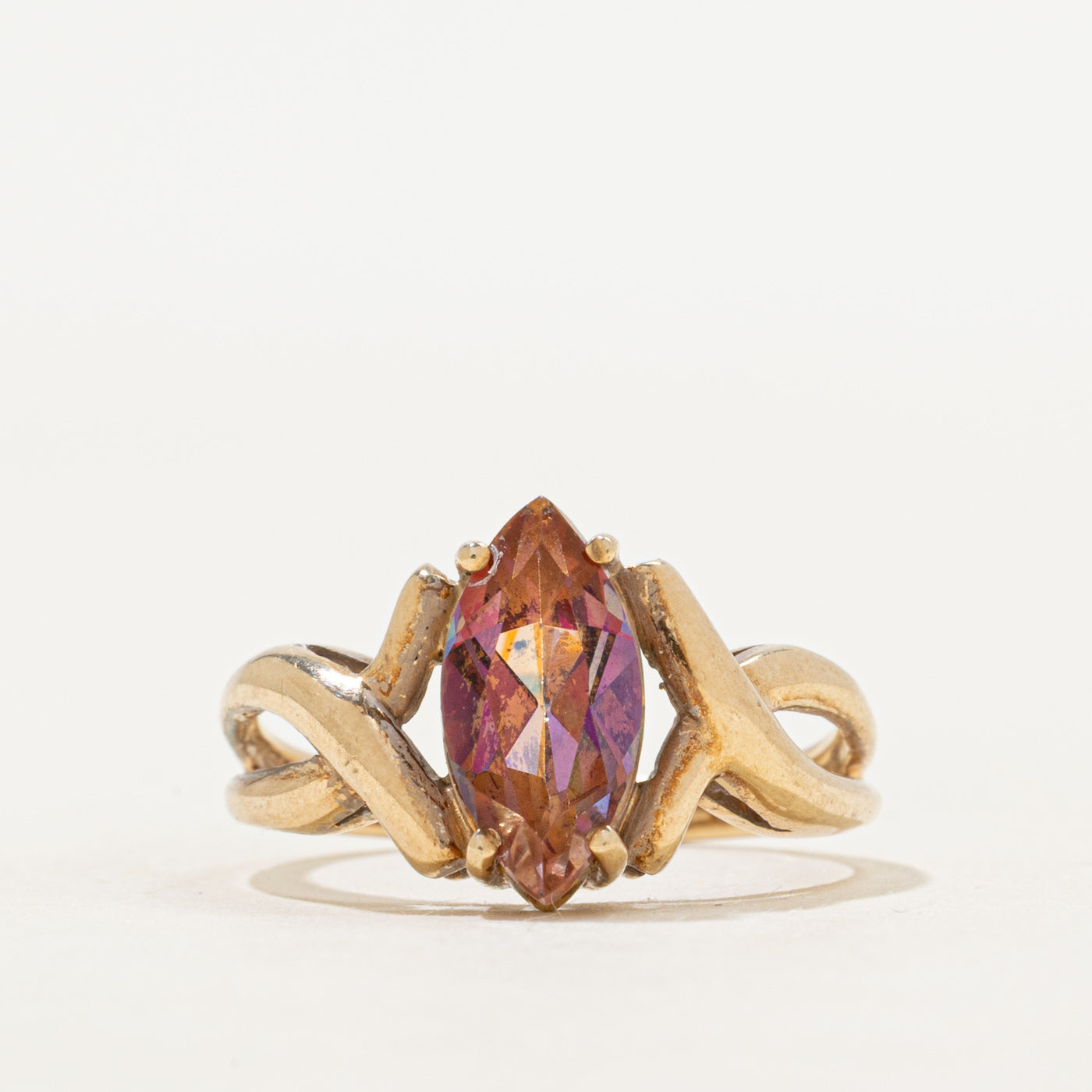 Marquise Cut Mystic Topaz Cross Over Ring | 1.89ct | SZ 7