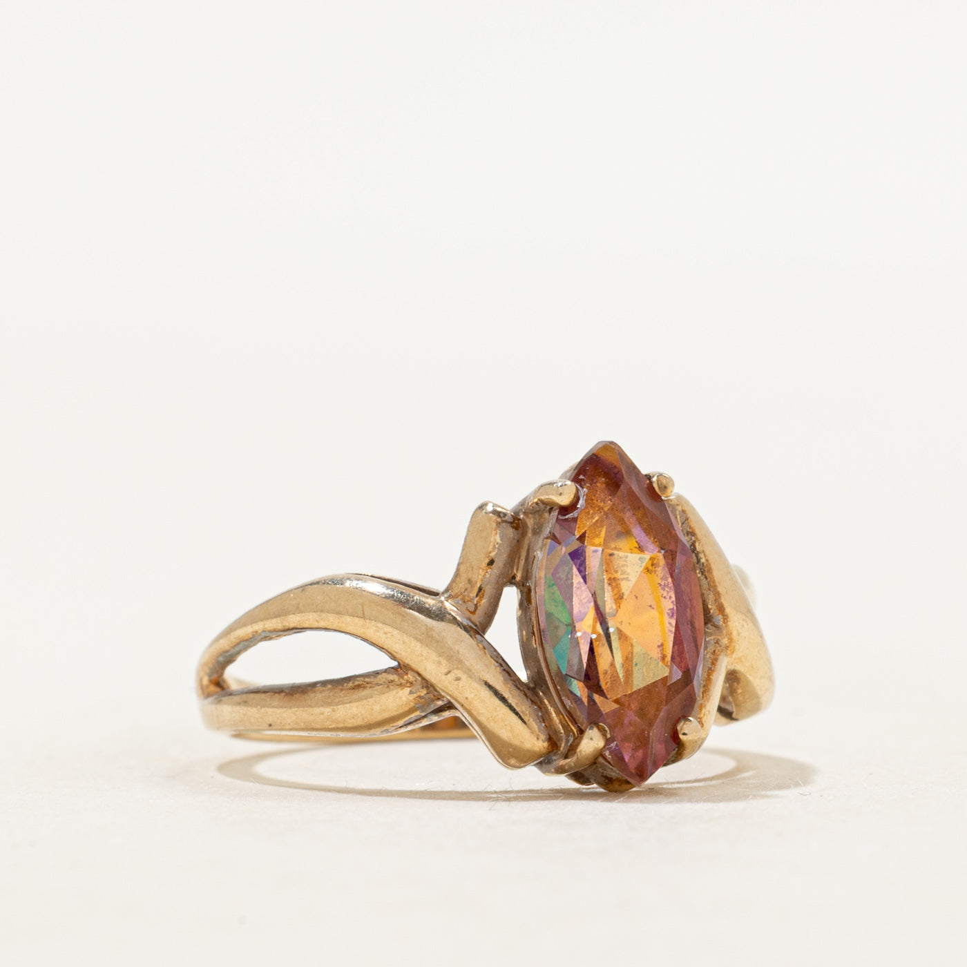 Marquise Cut Mystic Topaz Cross Over Ring | 1.89ct | SZ 7